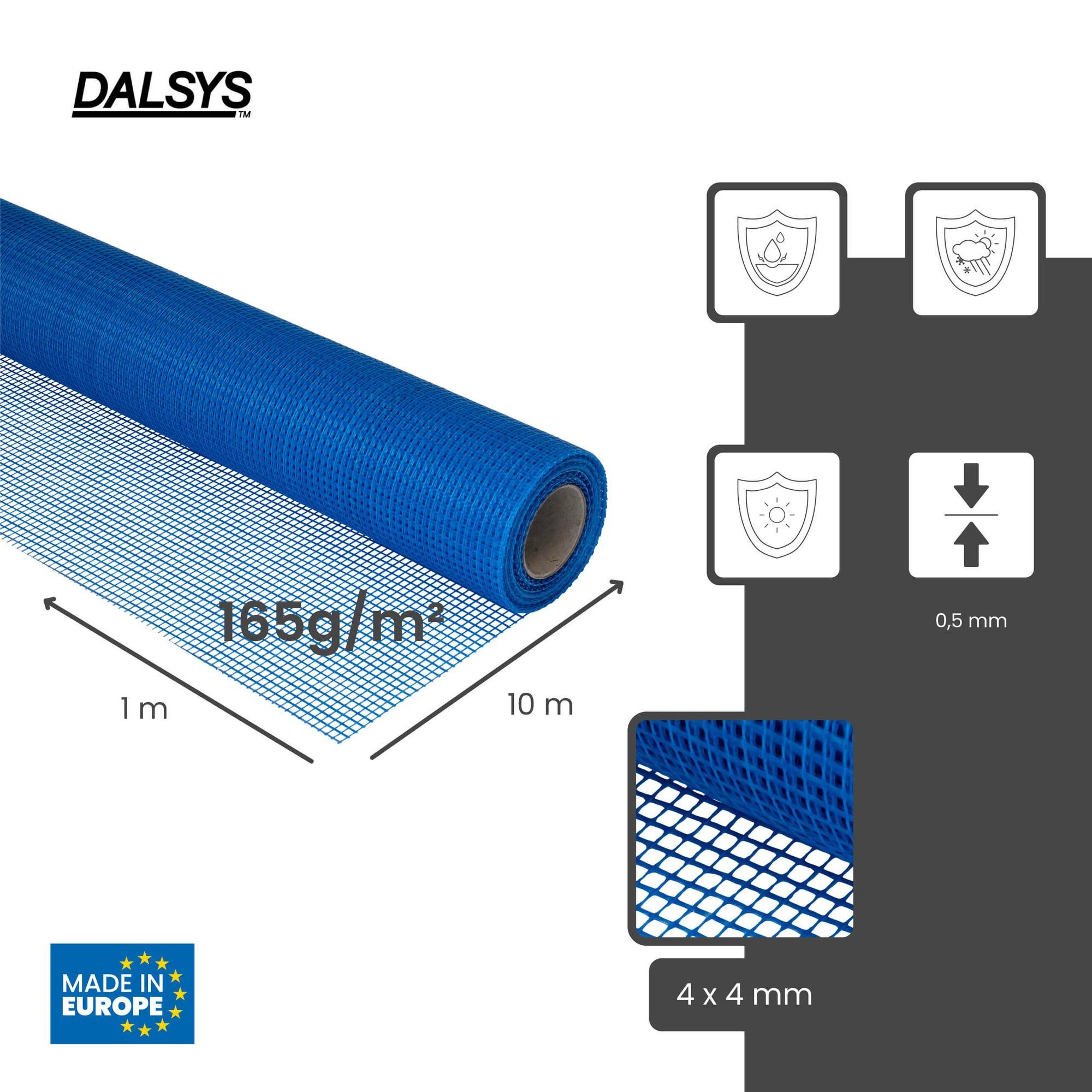 Dalsys Glasfasergewebe Armierungsgewebe 165 g/m², (10 m² (10 × 1 m), 1-St), WDVS- & VWS-System, Glasfasergewebe