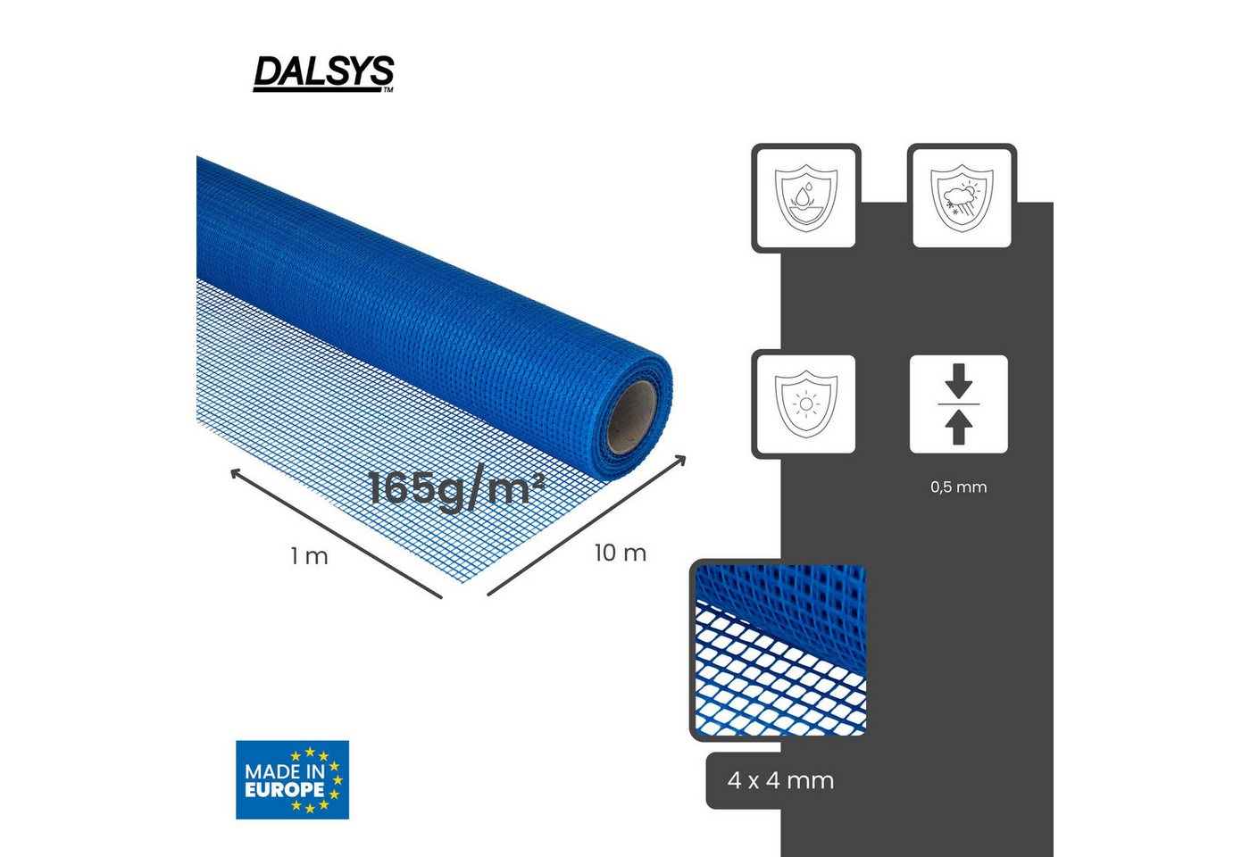 Thumbnail - Dalsys Glasfasergewebe, (Armierungsgewebe universal Glasfasergewebe, 1-St), Innenputz und Außenputz, Verhindert Risse in...