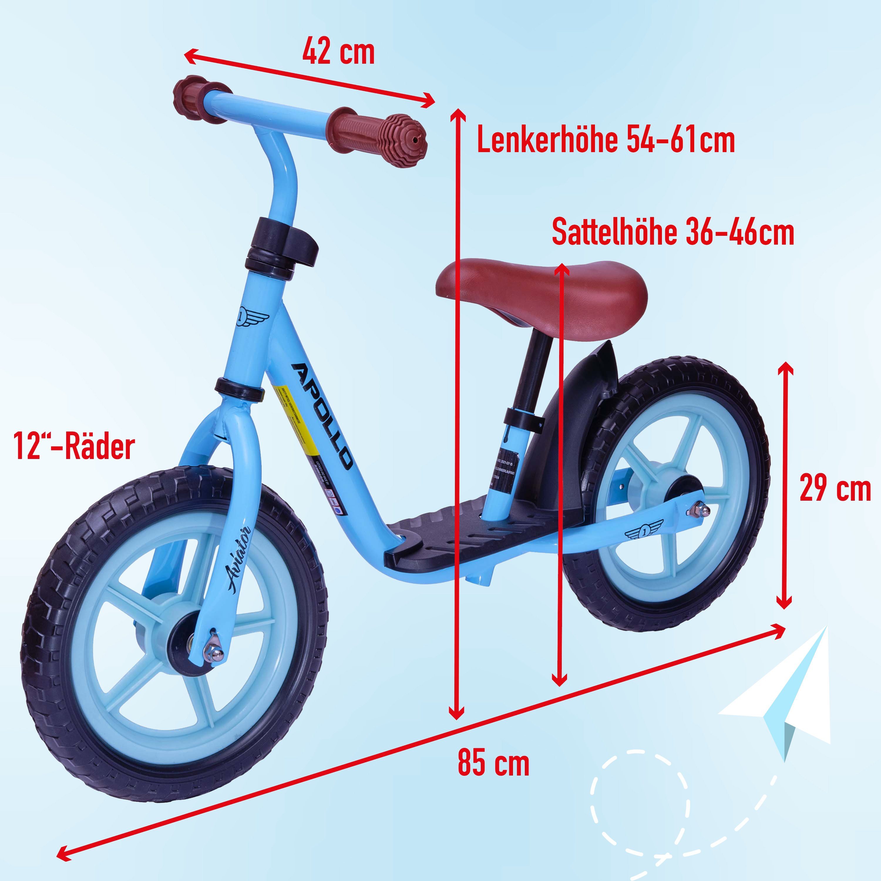 Apollo Laufrad Laufrad für Kinder Aviator 12 Zoll Zoll, leicht und stabil