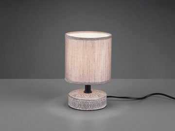 TRIO LED Tischleuchte, mini Keramik Tisch-Lampe mit Stoff-Lampen-Schirm klein Vintage für Wohnzimmer, Fensterbank, Schlafzimmer, Schreibtisch