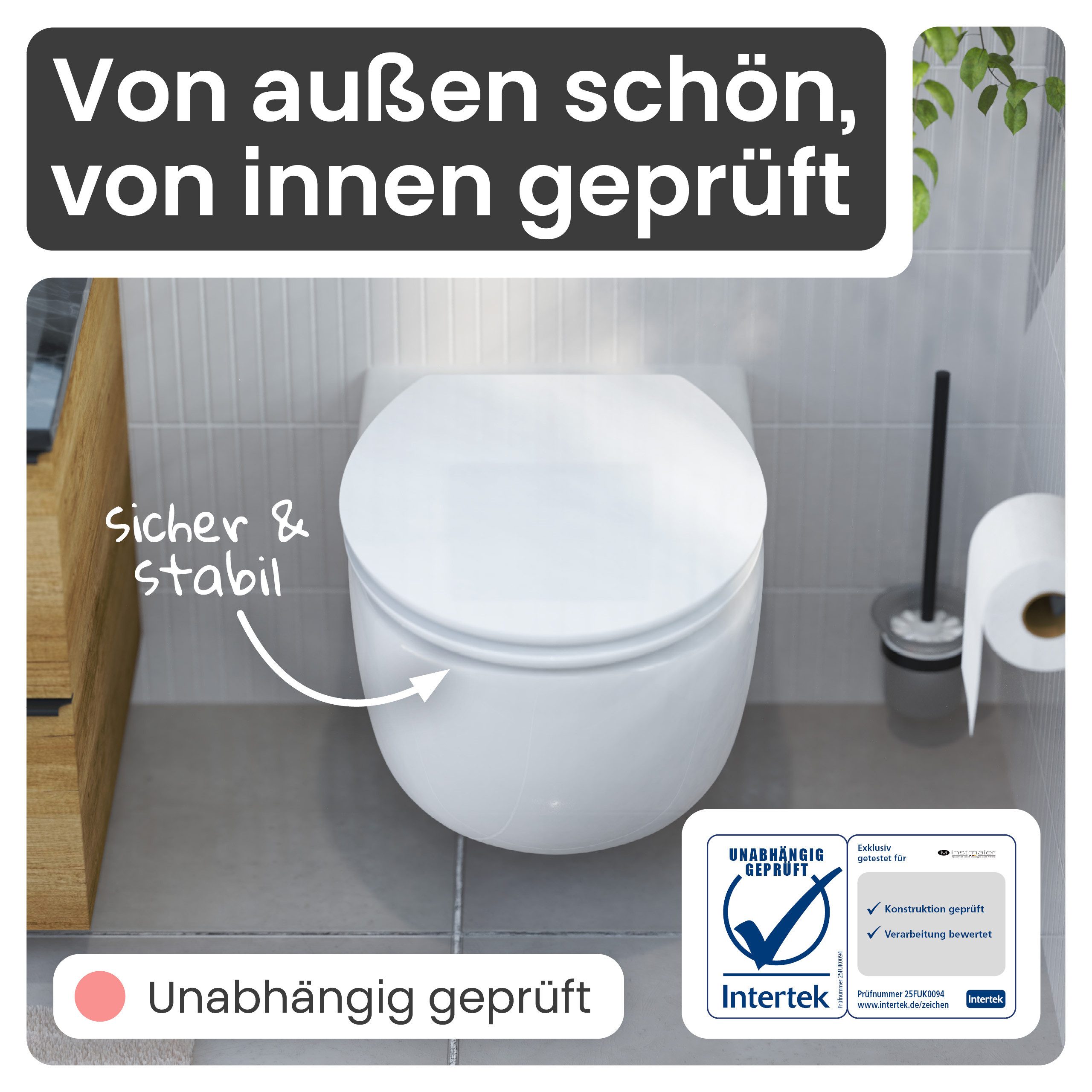instmaier WC-Sitz Gaia Holz Toilettendeckel, weiß matt, mit doppelter Absenkautomatik – Bild 5 von 5
