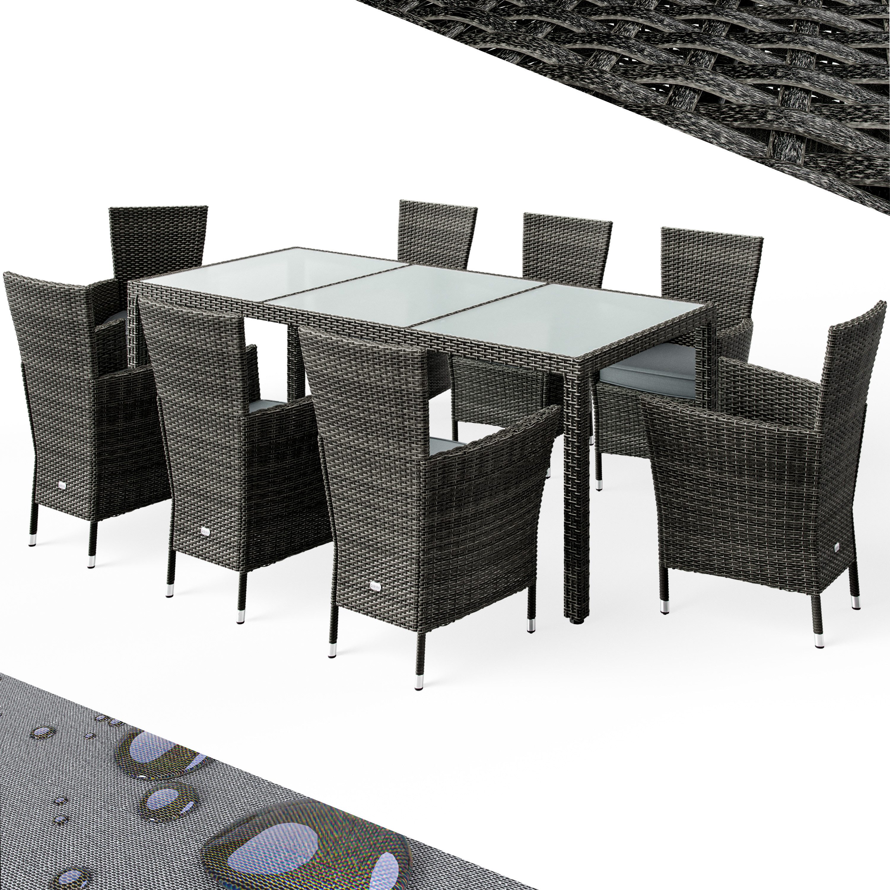 Casaria Garten-Essgruppe, (9-tlg), Polyrattan 8 Stühle günstig online kaufen