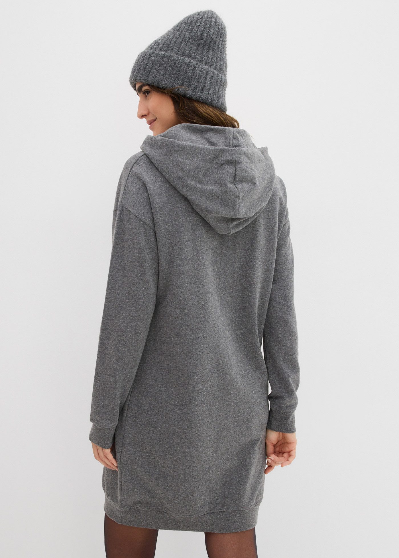 bonprix Sweatkleid mit Kapuze, aus Baumwolle und Viskose, lockere Passform günstig online kaufen