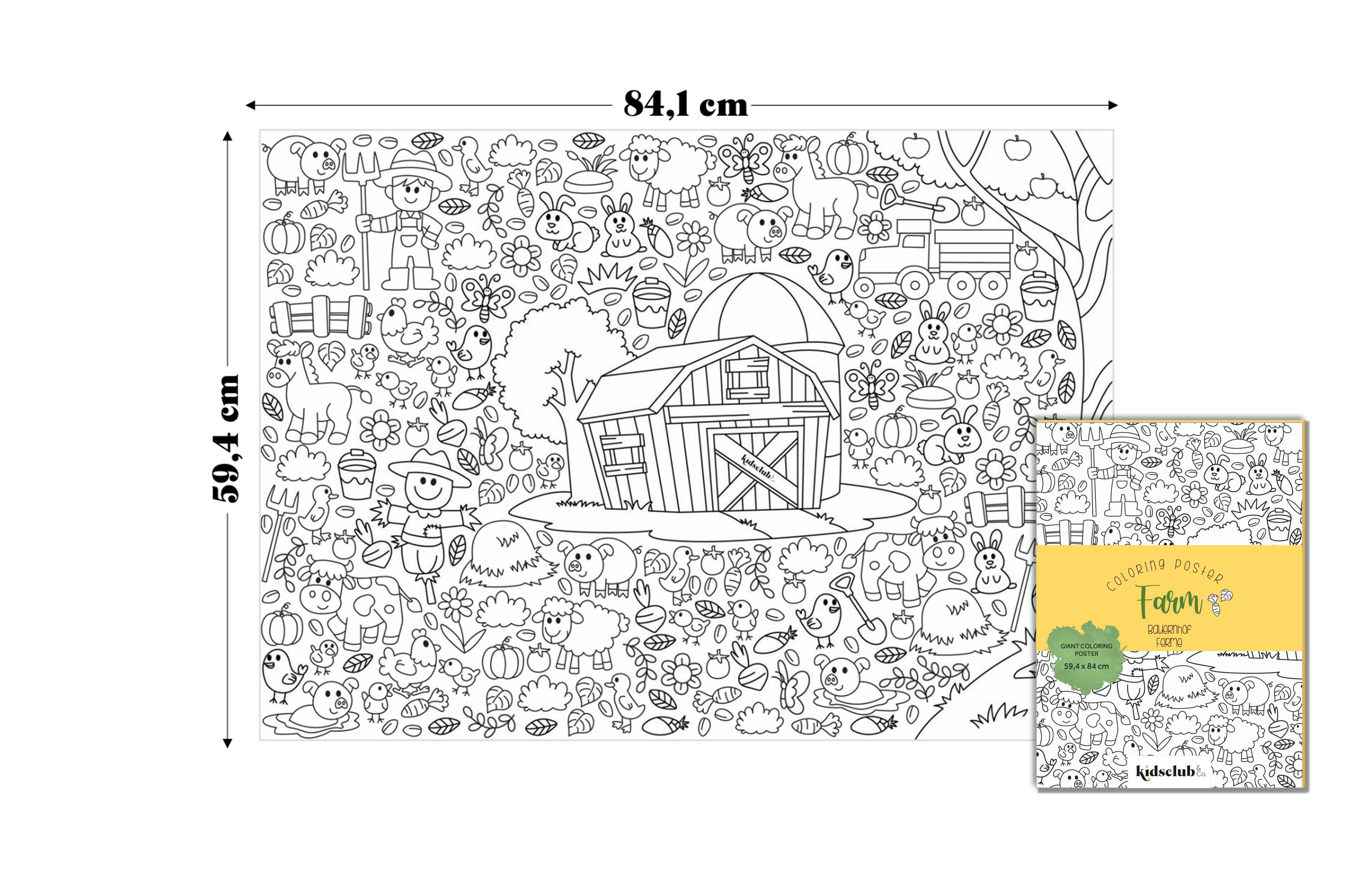 Kidsclub & Co. Malvorlage Ausmalposter "Farm" - Malen & Kreativität für Kinder