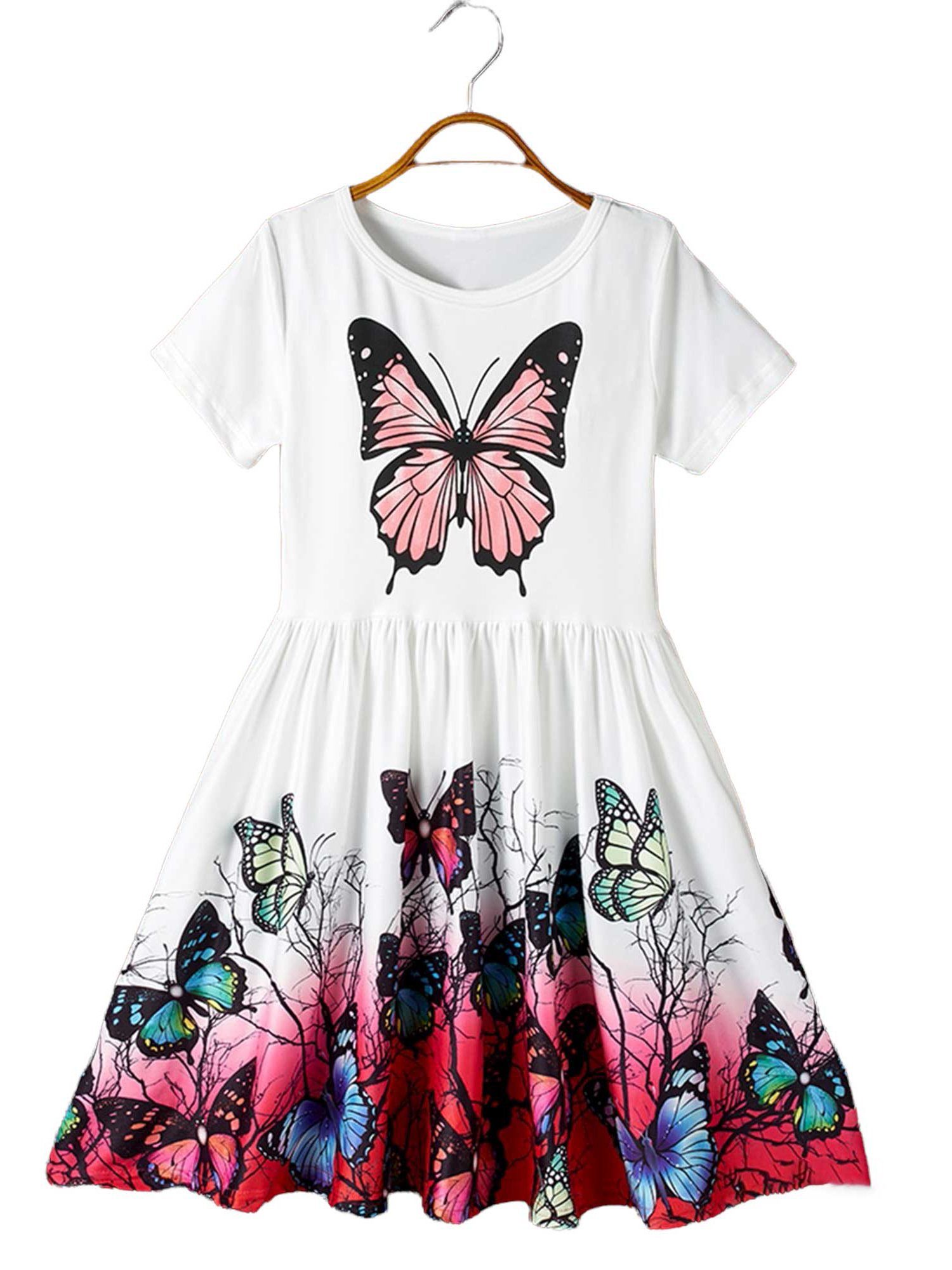 Kinder Kids (Gr. 92 -146) LAPA Druckkleid LAPA Butterfly Print Kleid, Alter 2-6