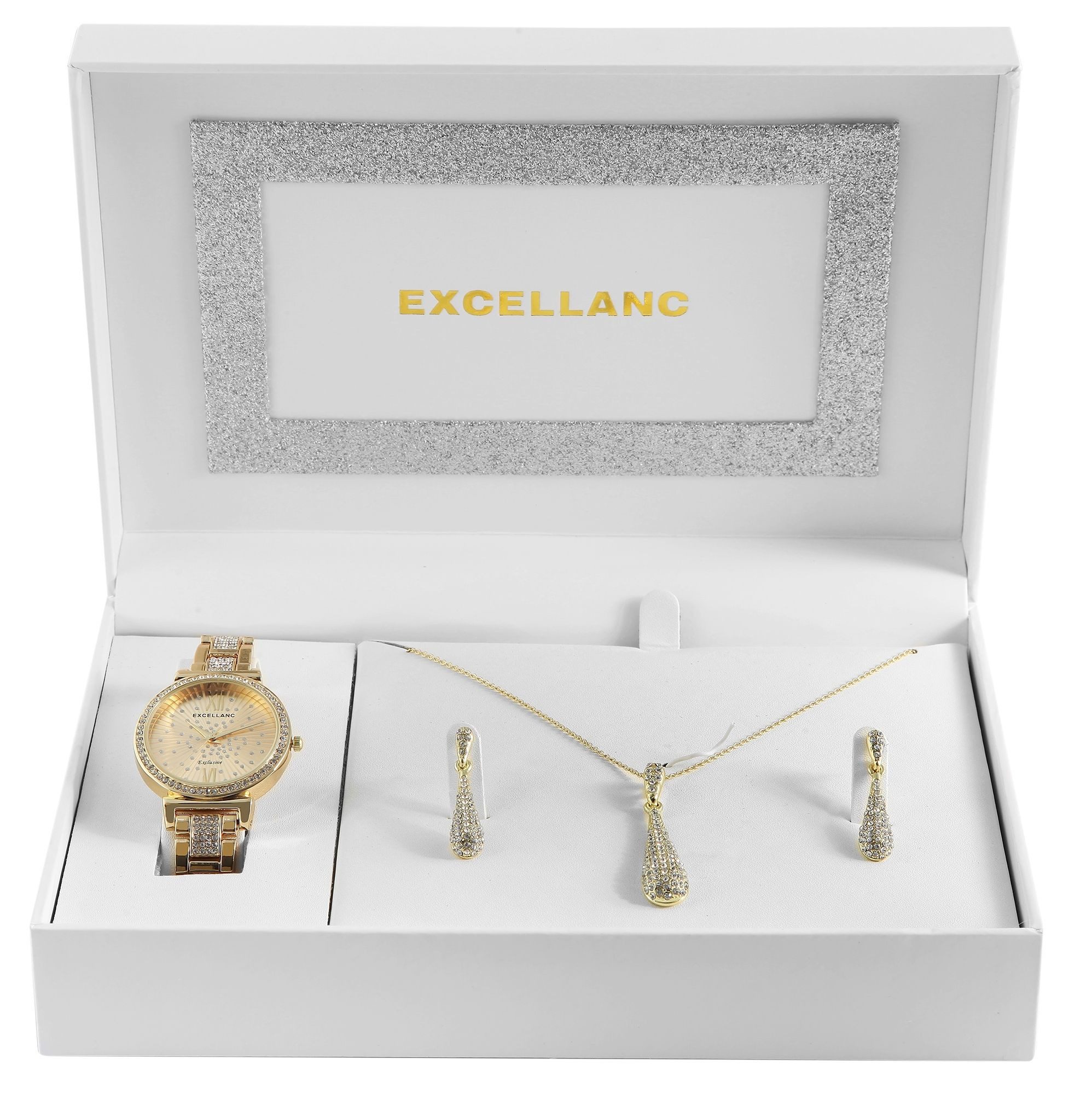EXCELLANC Schmuckset EX0537 Geschenkset, elegant, Damenuhr, Similibesatz, T günstig online kaufen