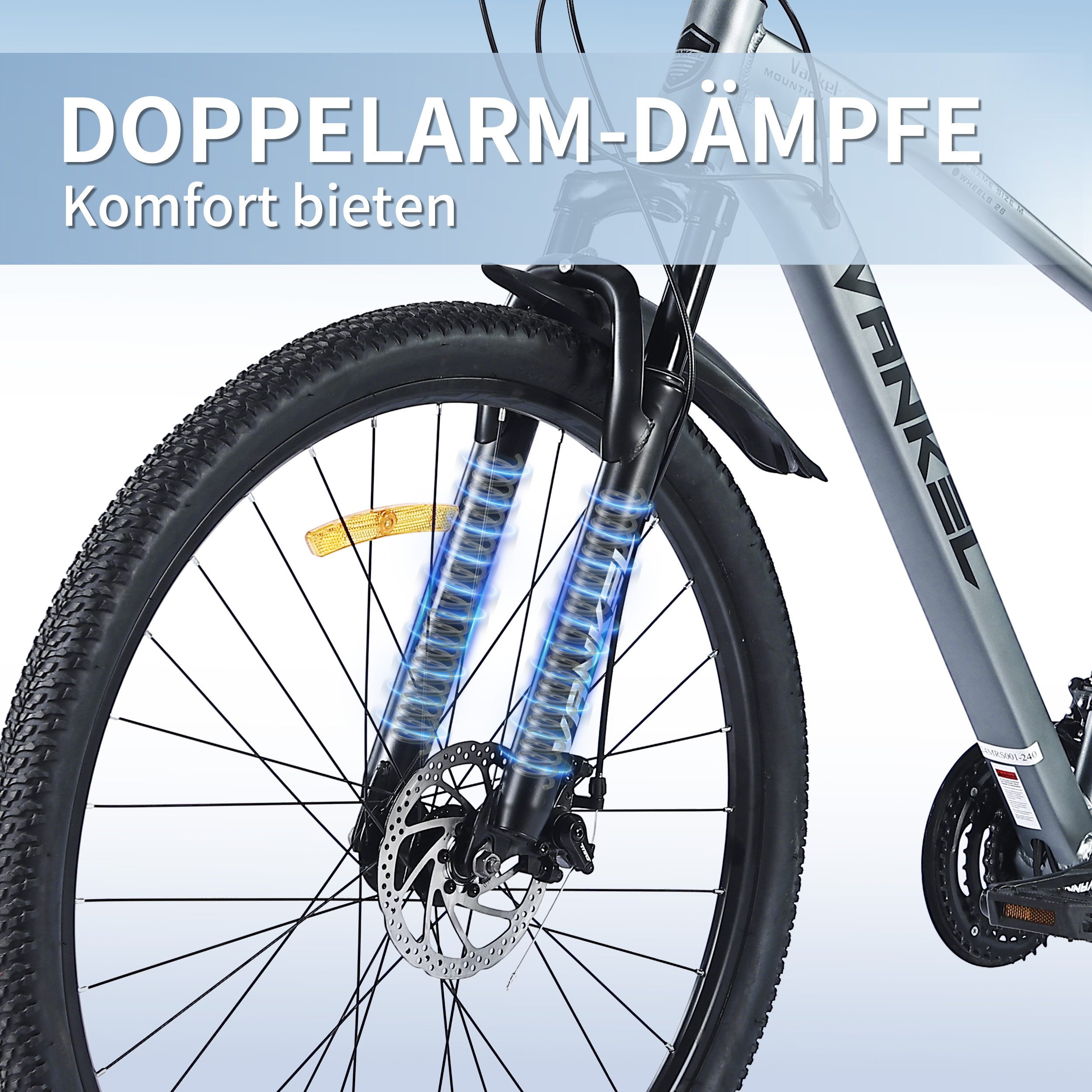 Vankel Mountainbike 2.35*29'' Breitreifen MTB Fahrrad mit Doppelsystem für Damen Herrn, Shimano Shimano Tourney RD-TZ50 Schaltwerk, MTB 21-Gang Shimano Schaltwerk, Kettenschaltung, Scheibenbremsen
