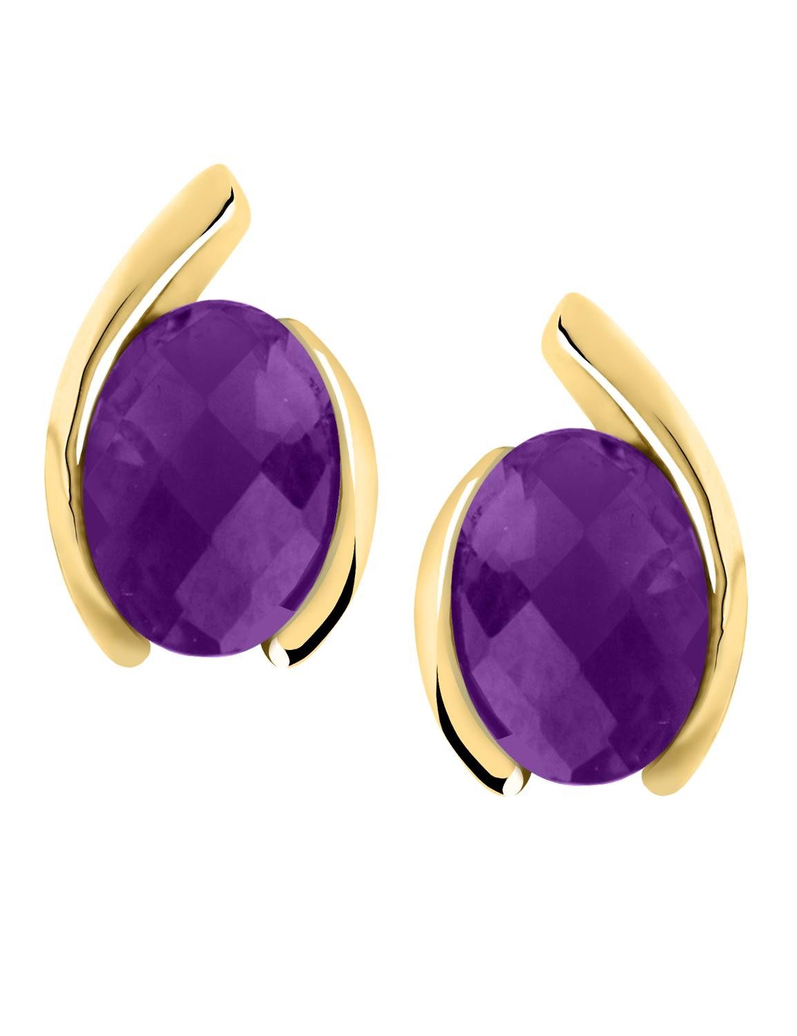 My Gold Paar Ohrstecker Damen Ohrringe Gold 585 Amethyst (14 Karat) - Bellina (inkl. Schmuckbox, 2-tlg., Set), Geschenke