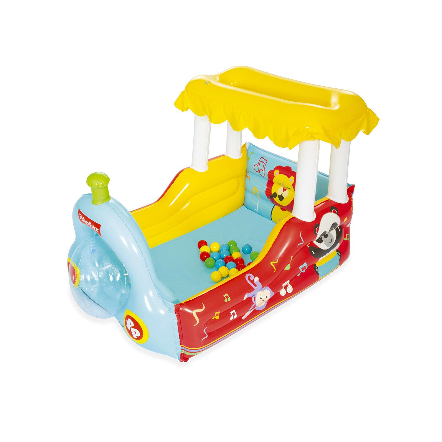 Bestway Aufblasbares Bällebad Fisher-Price Dampflok, Inkl. Hupe mit besonderem Sound