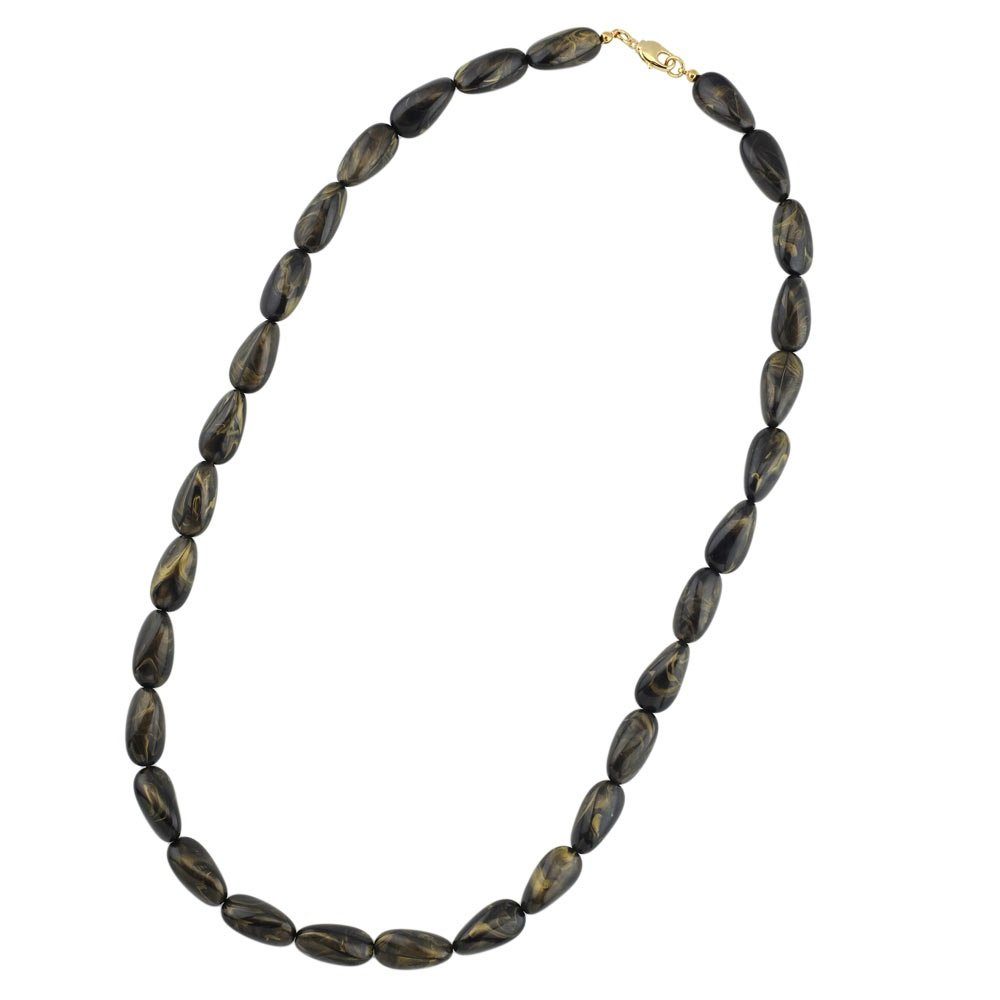 10 schwarz-gold-marmoriert Collier Damen Kette 60 für Modeschmuck 20 cm, mm unbespielt Kunststoff-Winkelperlen x