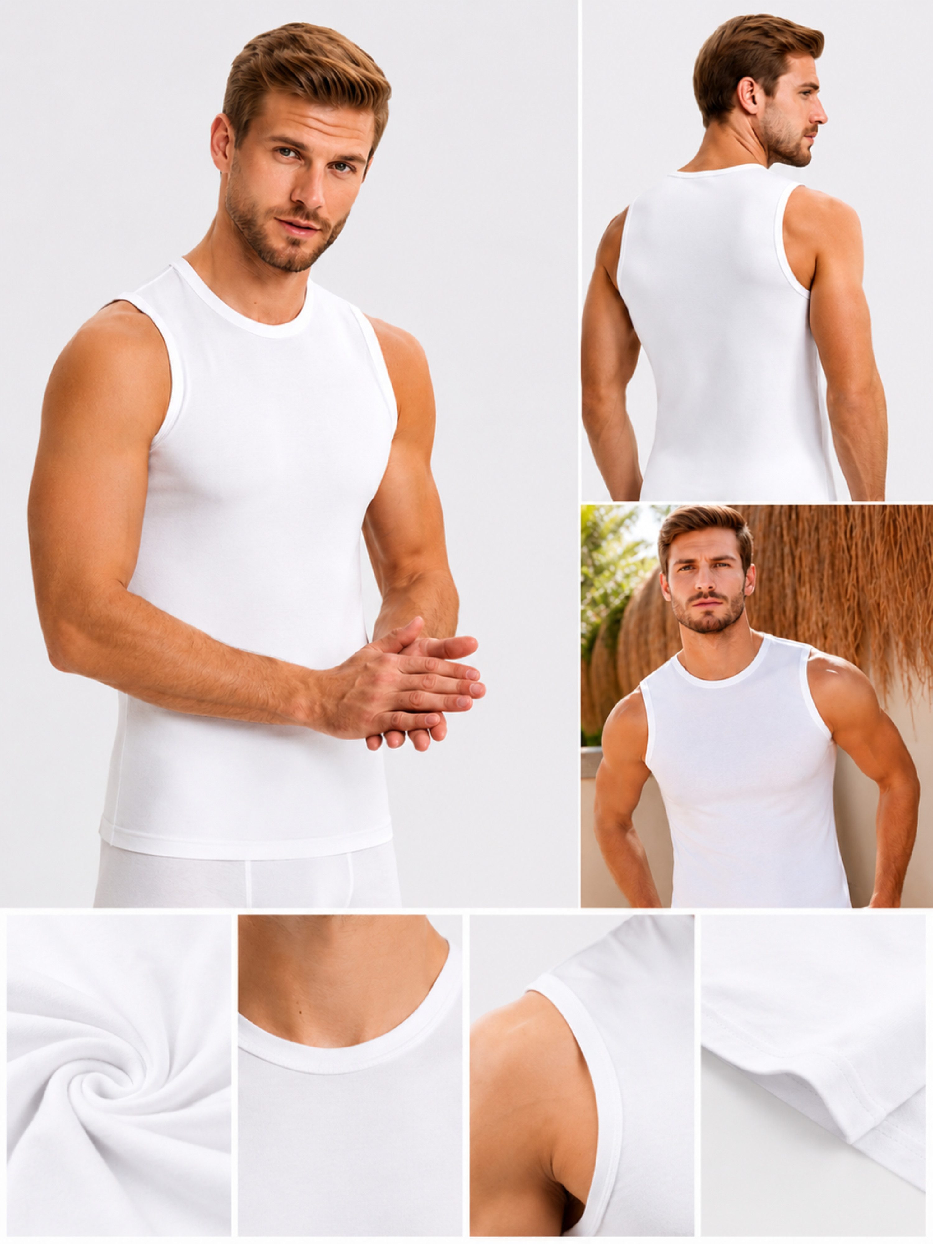 DDOnlineShop Unterhemd Herren Tank Top Ärmellos mit Rundhals Muskelshirts (Spar-Set, 4-St., 4er-Pack) – Bild 2 von 4
