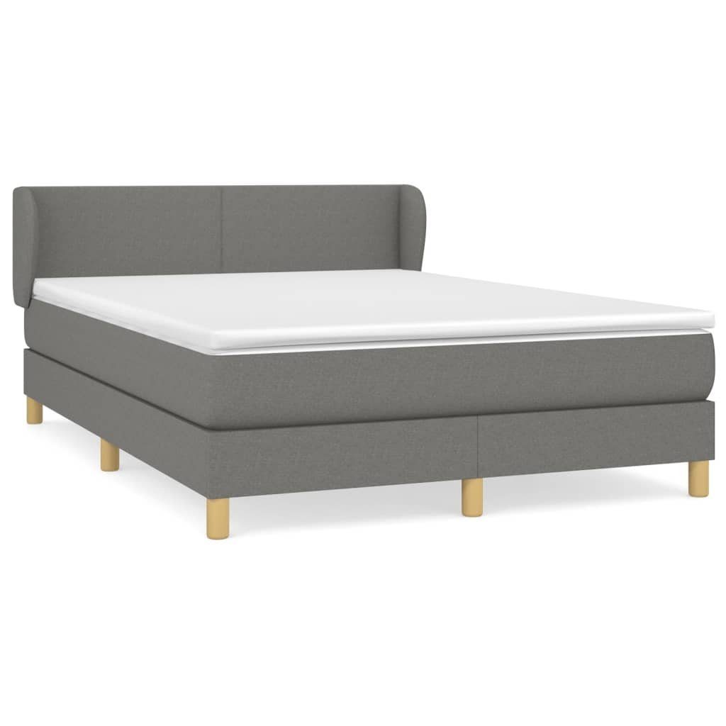 Boxspringbett 140 x 200 cm Boxspringbett mit Matratze Dunkelgrau 140x200 cm Stoff Be