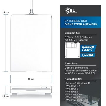 CSL Diskettenlaufwerk (USB 1.1, Externes USB Floppy Laufwerk FDD 1,44MB (3,5) geeignet für PC & MAC)