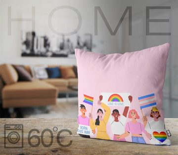 Kissenbezug, VOID (1 Stück), Pride LGBTQ Menschen Flaggen Cartoon people of colour Gay pride flag