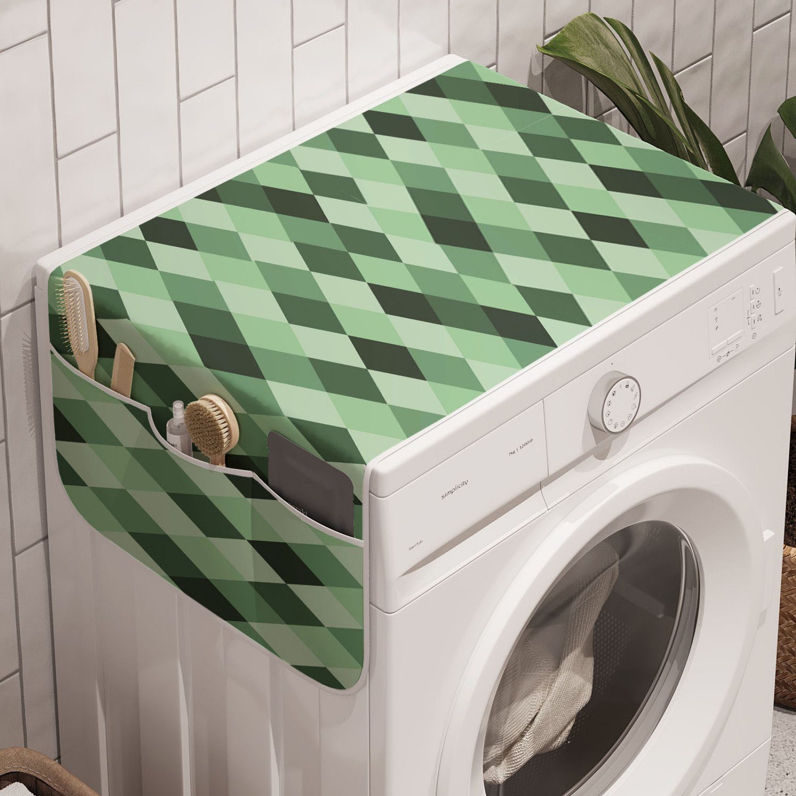 und Hues geometrische Waschmaschine Rhombus Badorganizer Trockner, Anti-Rutsch-Stoffabdeckung für Abakuhaus Argyle Grüner