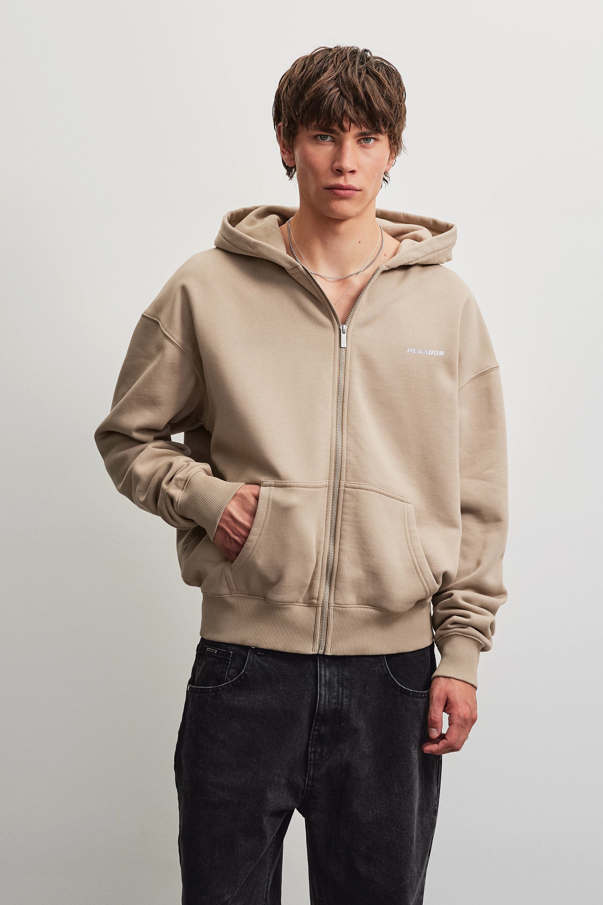 PEGADOR Kapuzensweatjacke Logo Oversized Sweat Jacket Baumwollmischung, oversize