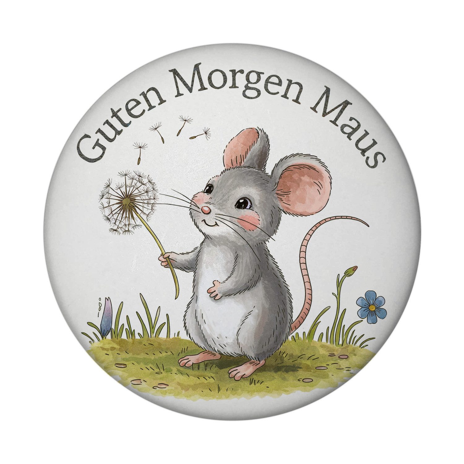 speecheese Magnet Maus mit Löwenzahn - Guten Morgen Magnet