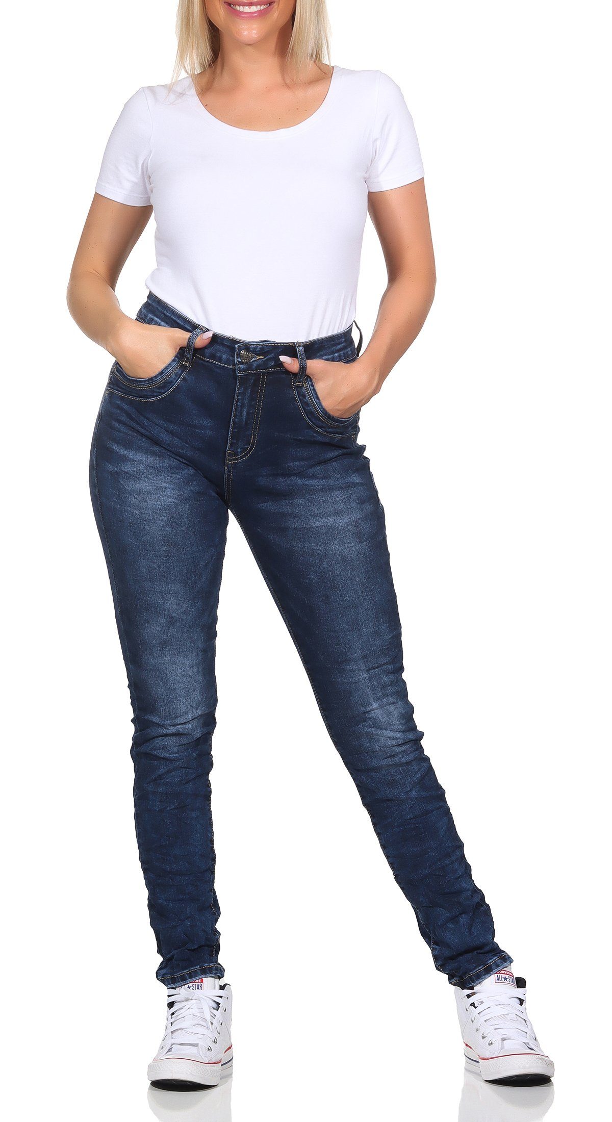 Jewelly Skinny-fit-Jeans Jewelly Damenjeans 25 S / 36 Blau 05