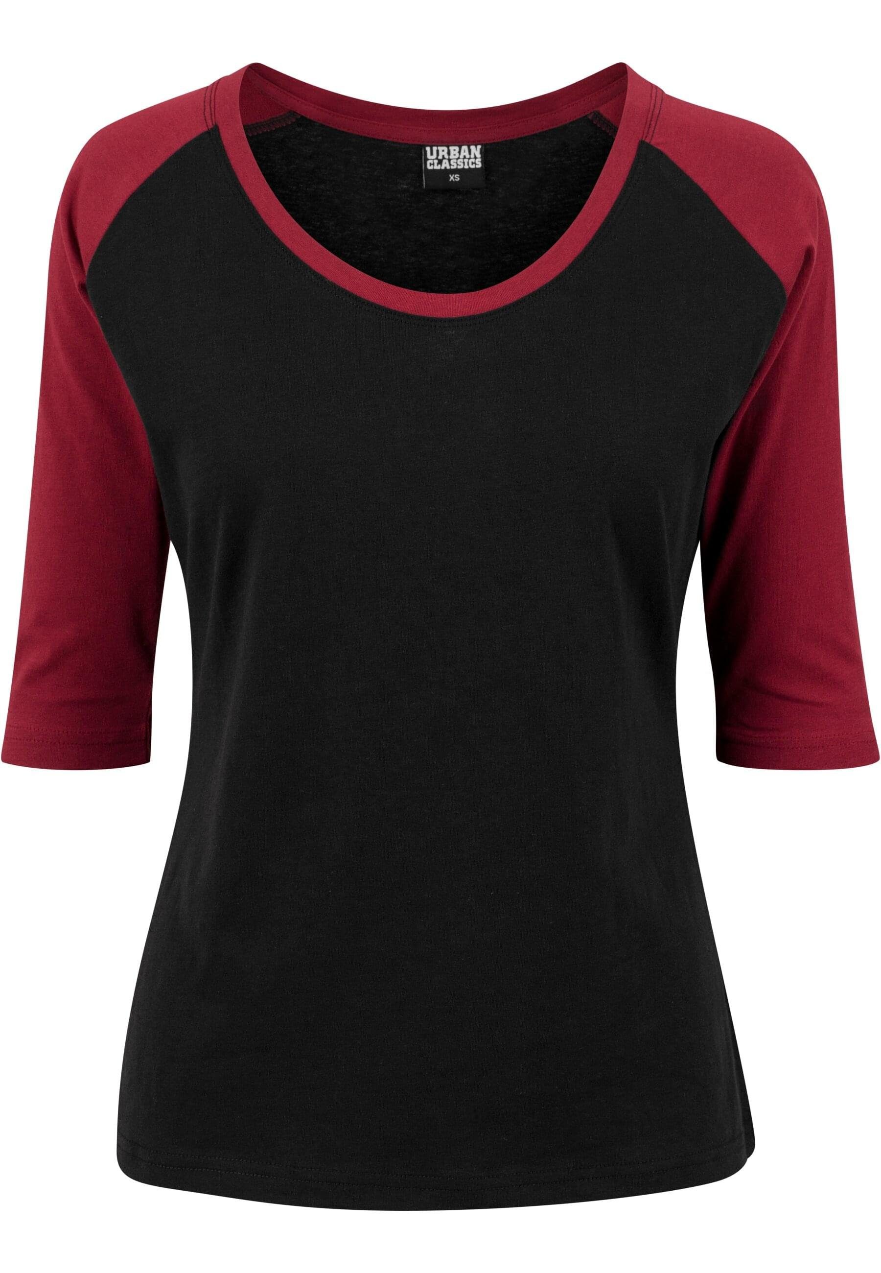 Contrast black/burgundy Kurzarmshirt Ladies Damen URBAN (1-tlg) Raglan CLASSICS 3/4 Tee