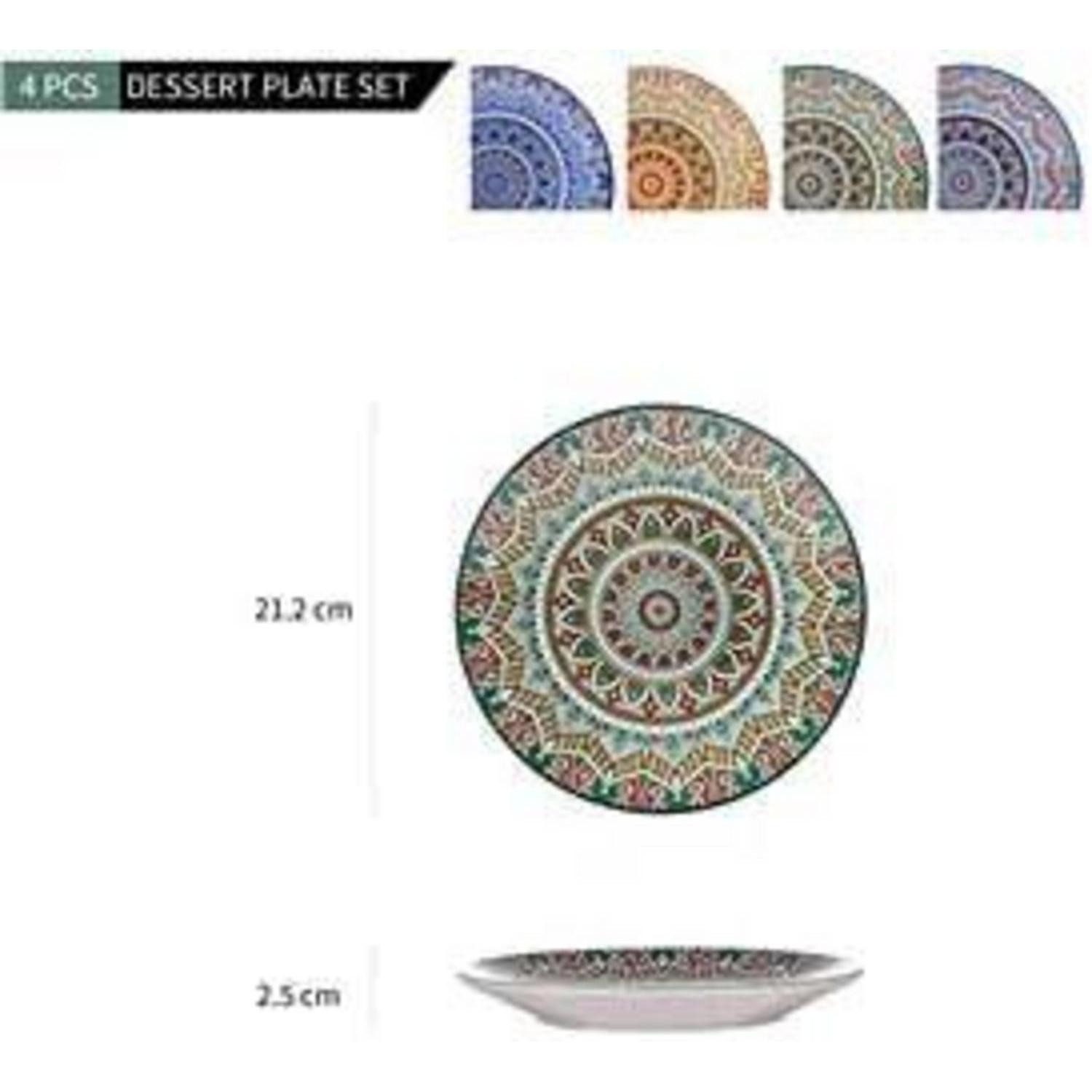 LuxusKollektion Kuchenteller Kuchenteller Porzellan Dessertteller 4 piece dessert plates Grün