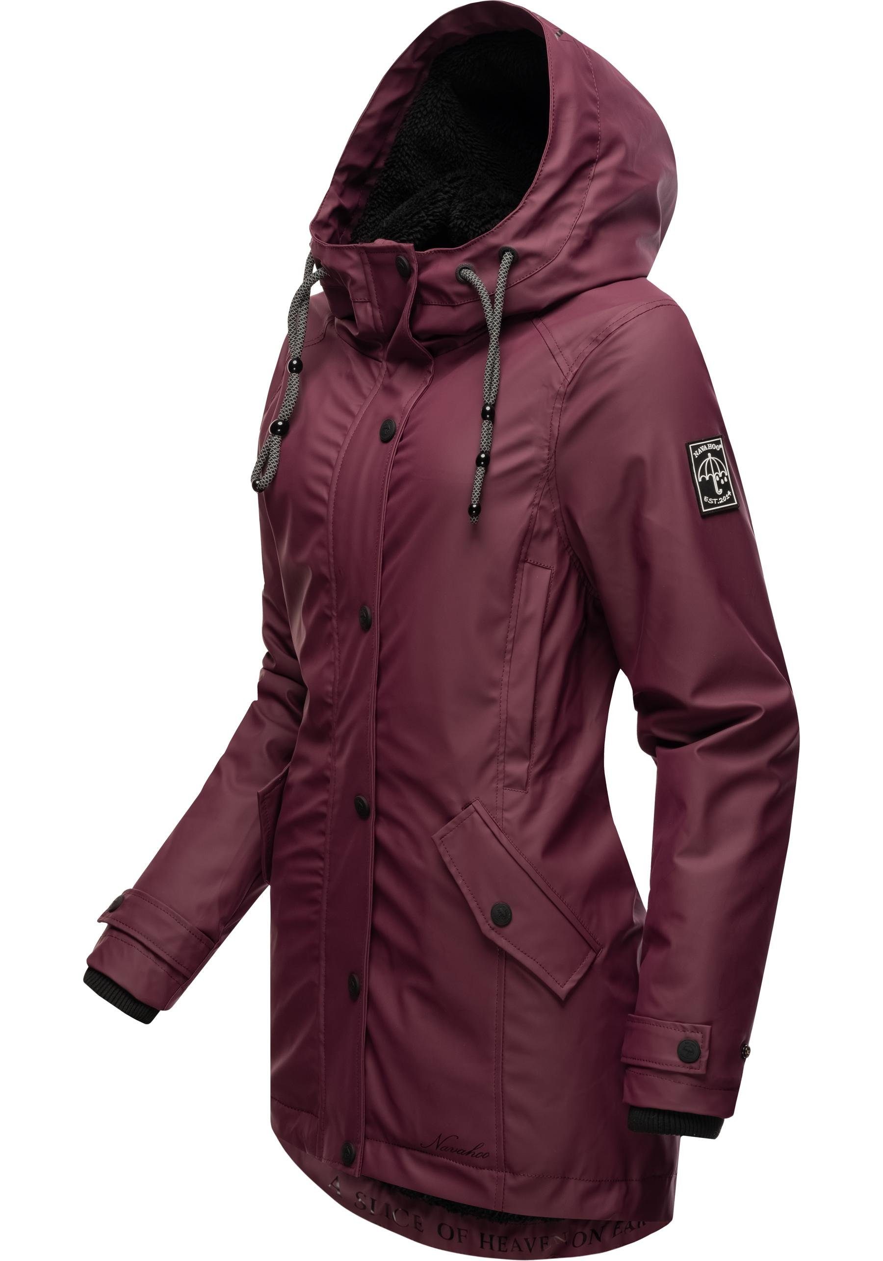 Regenjacke weinrot Navahoo stylische wasserdichte Outdoorjacke Lindraa mit Teddyfell