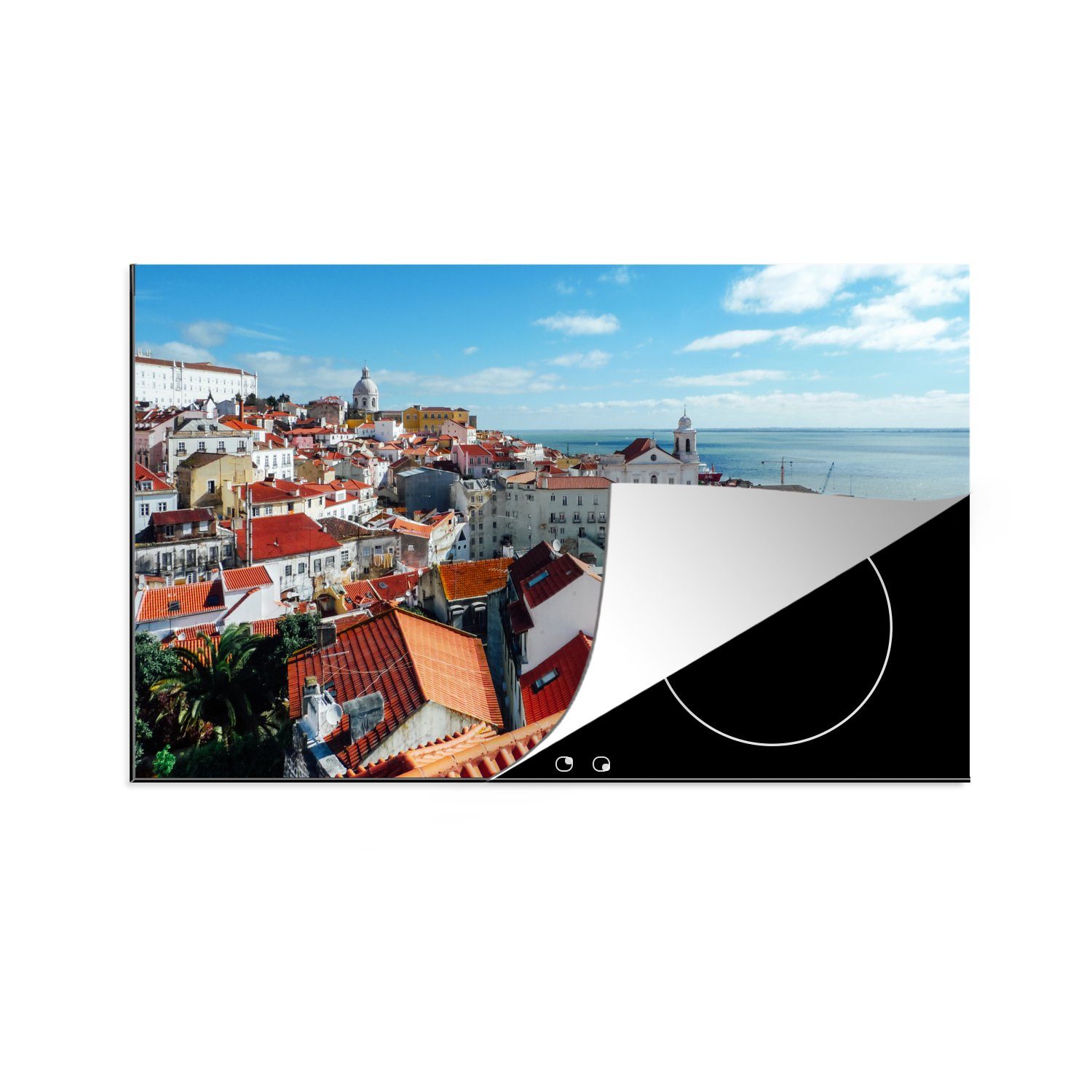 MuchoWow Herdblende-/Abdeckplatte Dächer von Alfama Portugal, cm, in Arbeitsplatte für (1 küche tlg), Ceranfeldabdeckung, Vinyl, 83x51 bei Lissabon