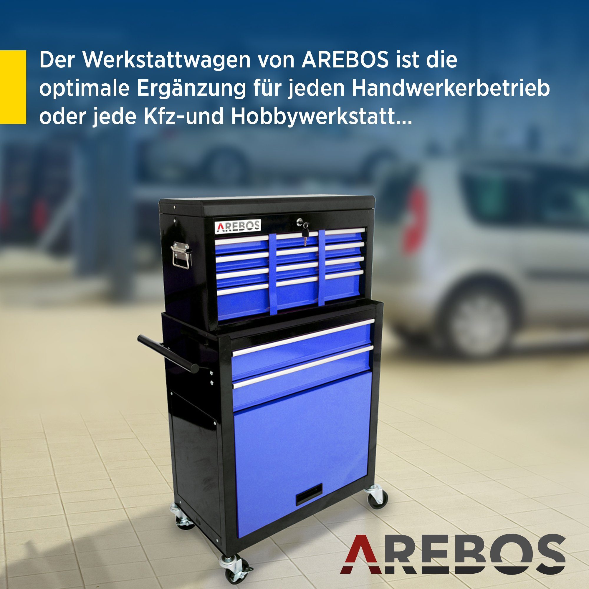 Arebos Werkstattwagen 9 Fächer, Transportwagen Werkzeug günstig online kaufen