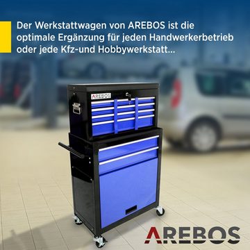 Arebos Werkstattwagen 9 Fächer, Transportwagen, schwarz/blau