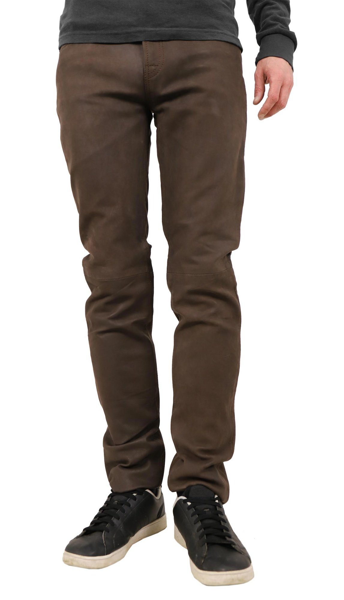 Maddox Lederhose Olaf MADDOX - Herren Lederhose Lammnubuk schoko antik