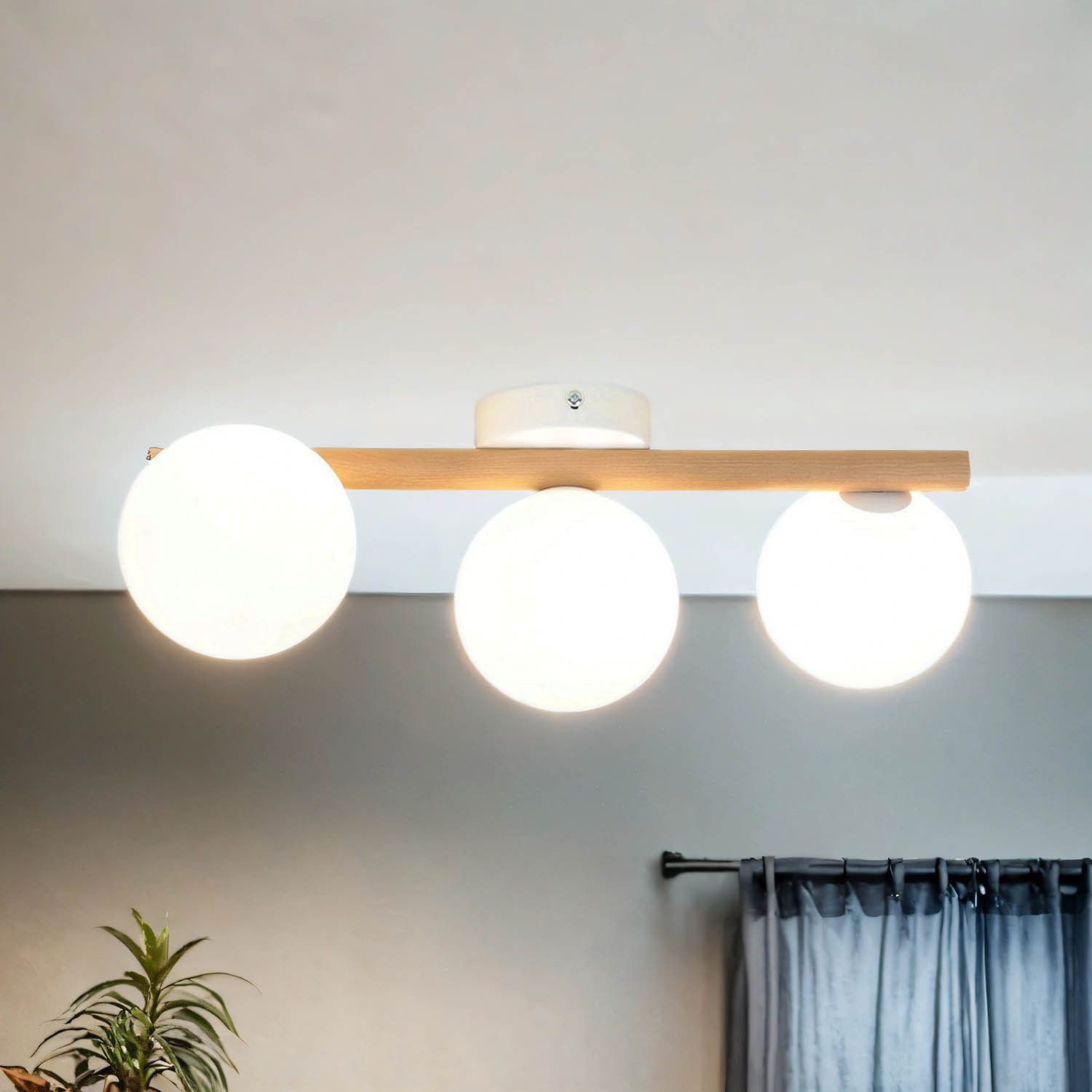 Licht-Erlebnisse Deckenleuchte OLARA, ohne Leuchtmittel, Metall Weiß Kiefer günstig online kaufen