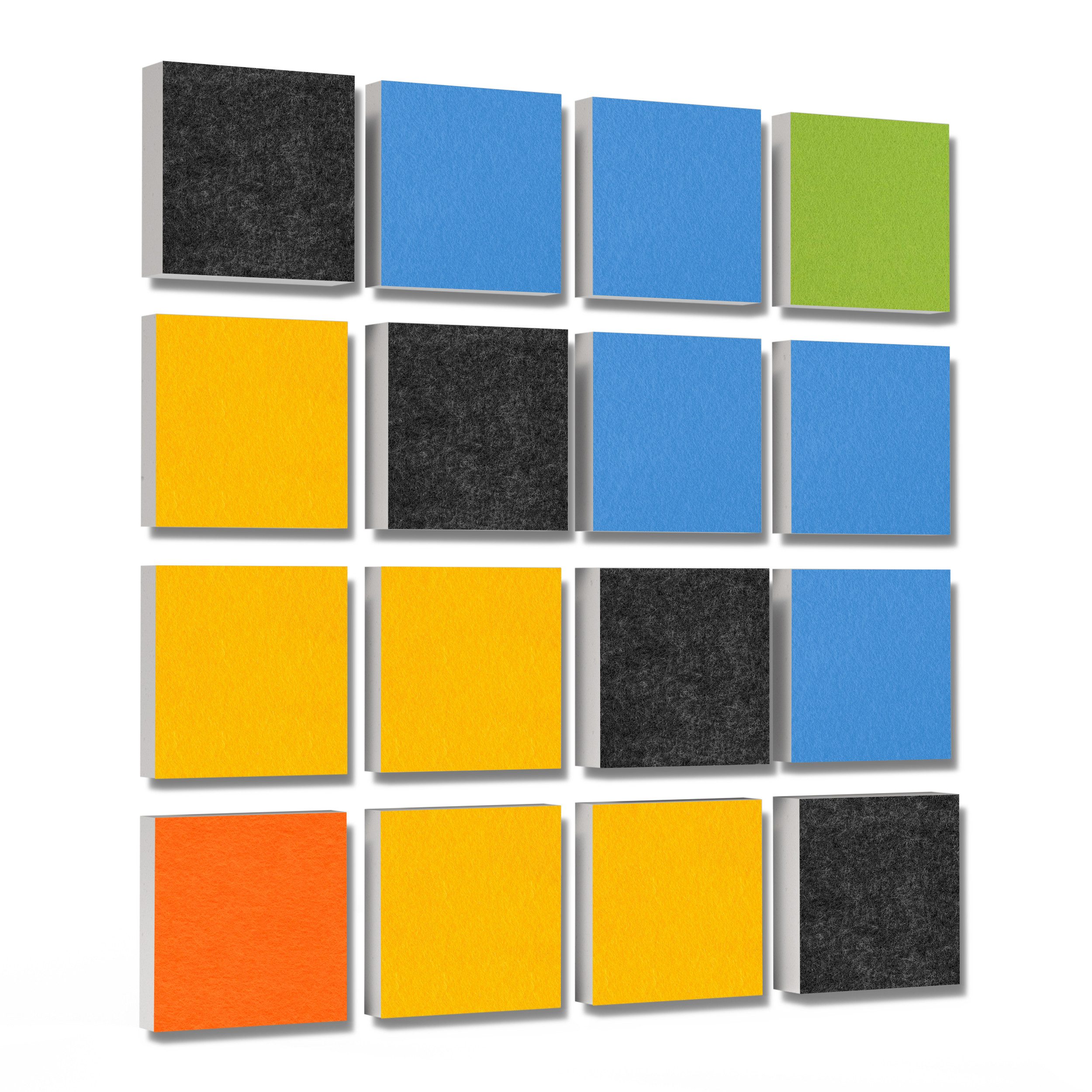 platino24 Akustikplatte 16 Elemente 3D-Set Colore Quadrat 27,5 x 27,5 cm Multicolore