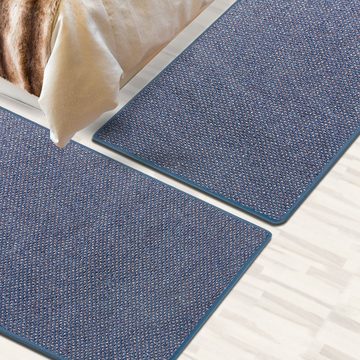 Bettumrandung Ponto Blau, 3 Größen, Bettvorleger Floordirekt, Höhe 6.5 mm, (3-tlg)