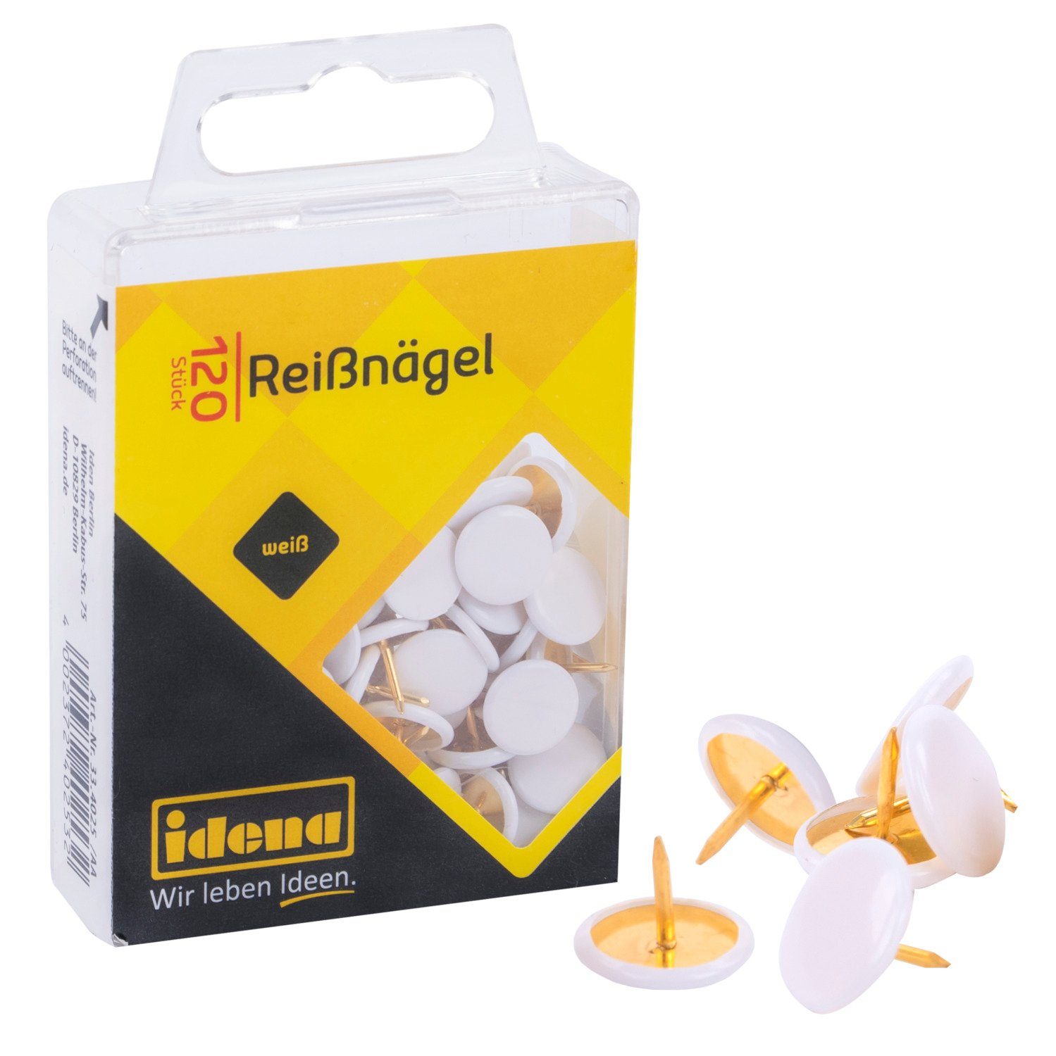 Idena Булавки Idena 334025 - Reißnägel, 120 Stück, weiß