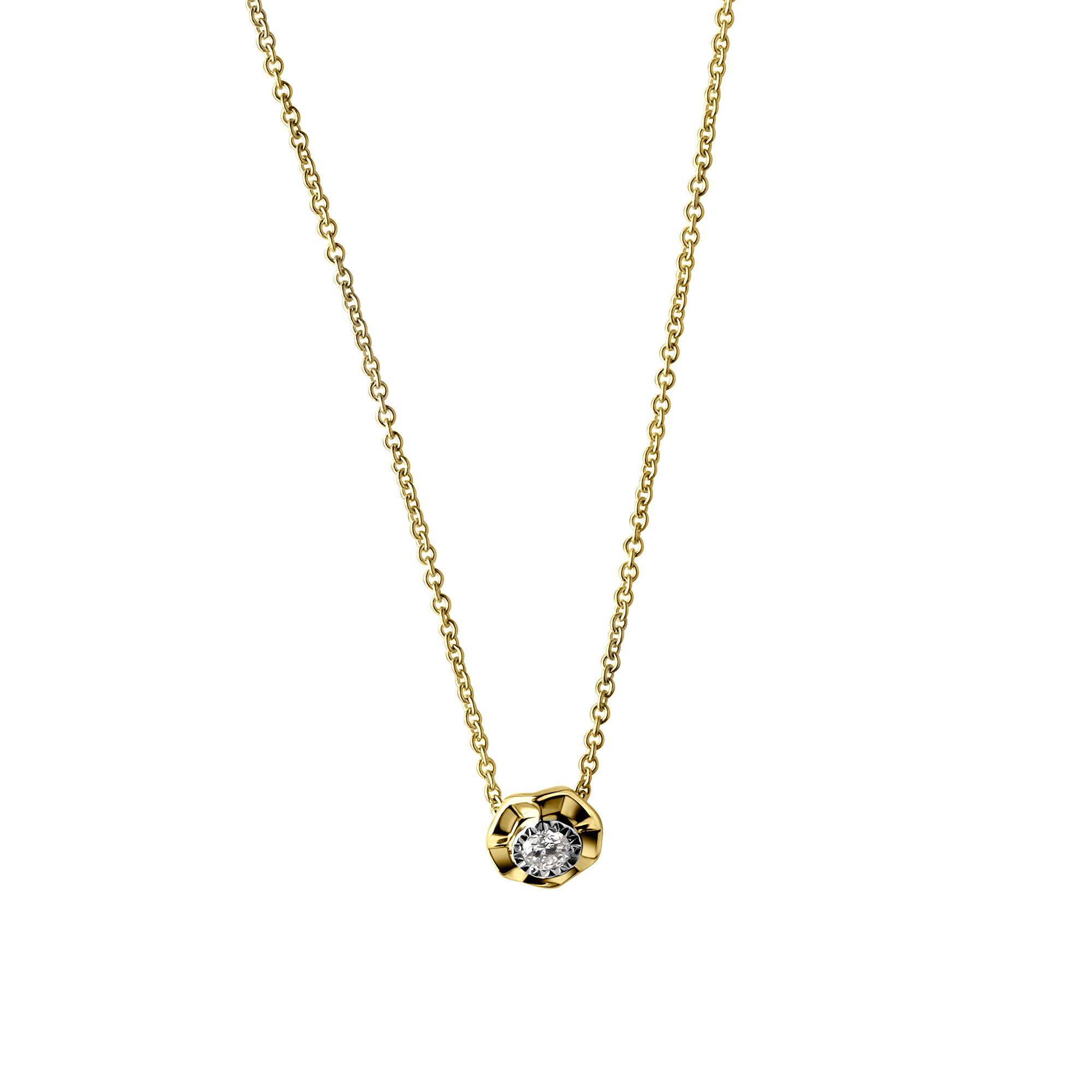 Kette mit Anhänger 585/- Gelbgold bicolor mit Brillant