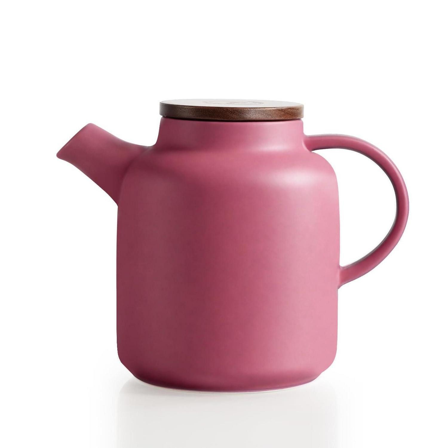 LuxusKollektion Teekanne Teekanne Keramik 1.5L Matt Lila mit Holzdeckel
