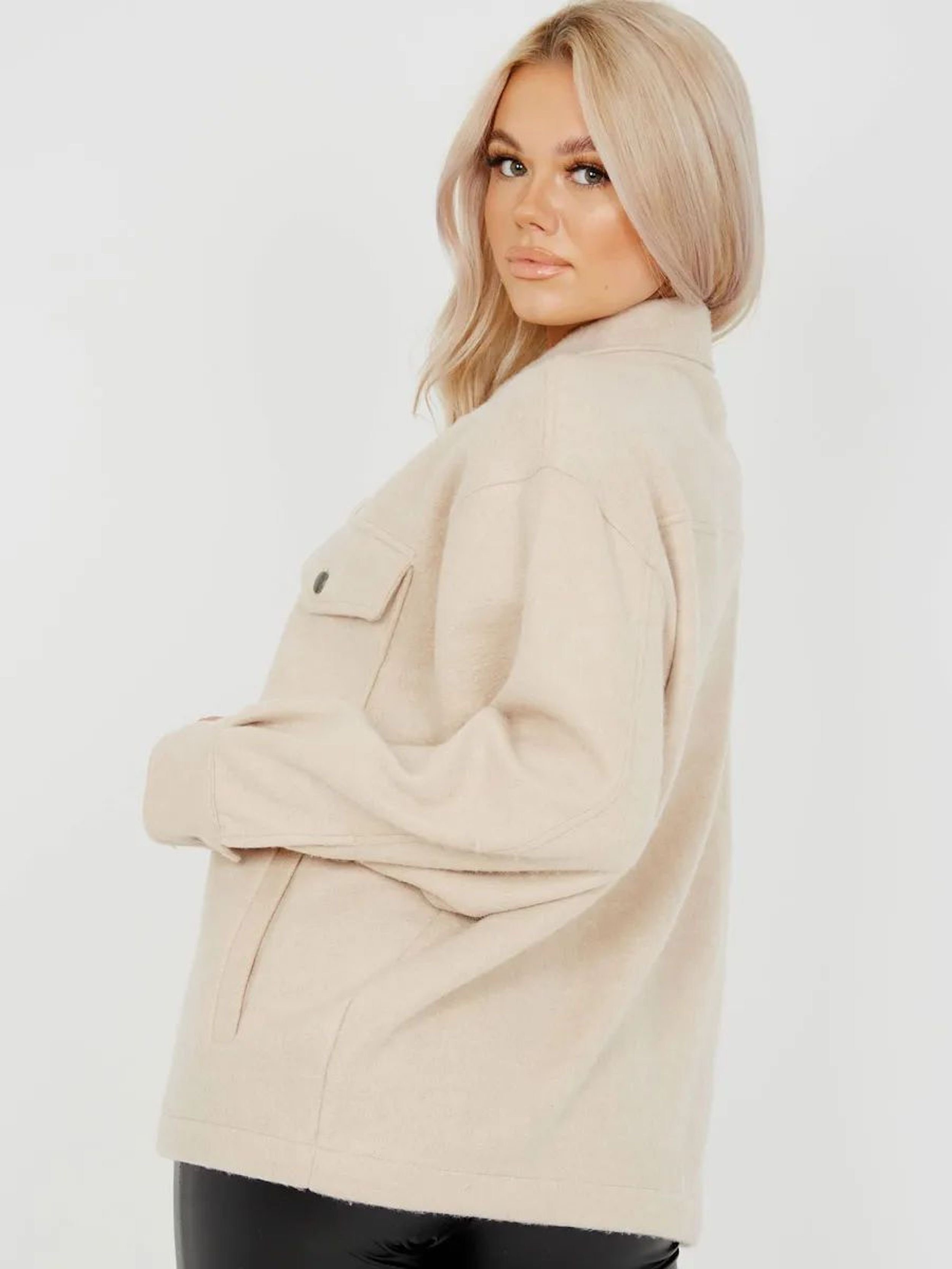 Worldclassca Flanellbluse Worldclassca Damen Oversized Hemd Hemdjacke einfarbig Holzfällerhemd Langarmhemd mit Brusttaschen Hemdbluse Bluse Shirt Designer S-L