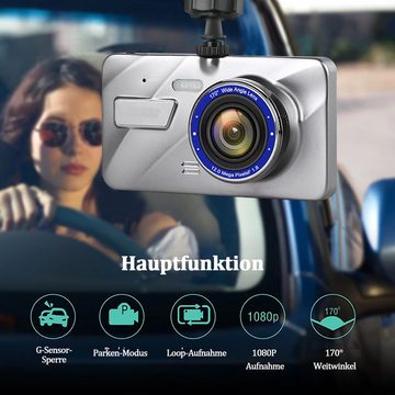 Jioson Autokamera 4 Zoll Full HD 1080P, 170 ° Weitwinkel Dashcam (G-Sensor-Erkennung, und 24-Stunden Parkmonitor)