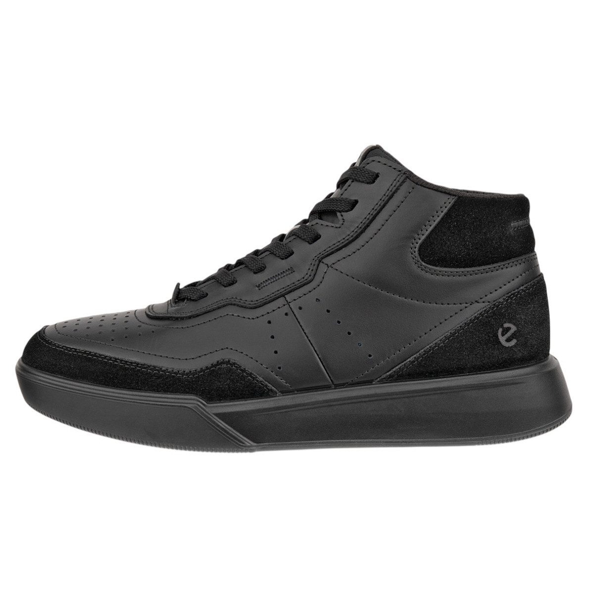 Ecco Alltag-Travelschuhe Street Court High-Top (Premium-Leder) schwarz Sneaker