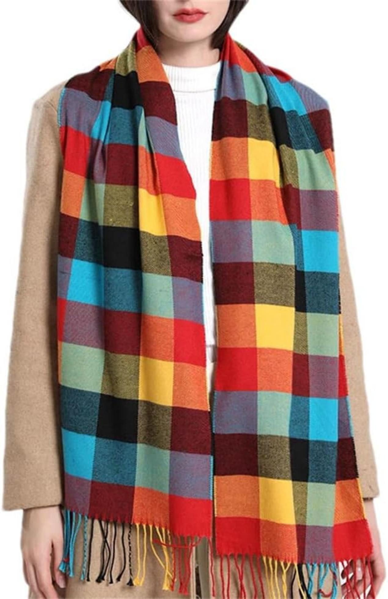 Coonoor Modeschal Karierter Damen Schal mit Fransen, im Oversize Look,für H günstig online kaufen