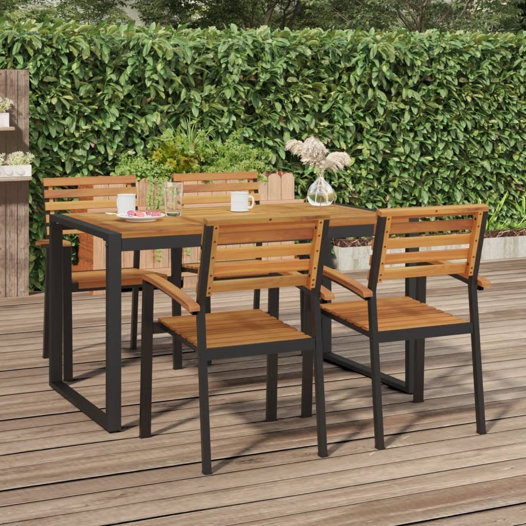 vidaXL Gartenstuhl Stapelbare Gartenstühle 4 Stk. Massivholz und Metall (4 St)