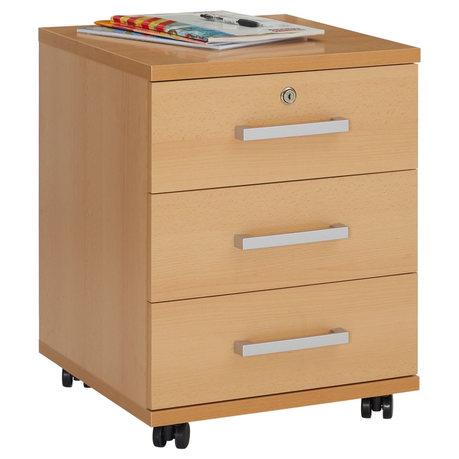 CARO-Möbel Rollcontainer VANCOUVER, Rollcontainer Bürocontainer Schubladenschrank Büroschrank abschließbar