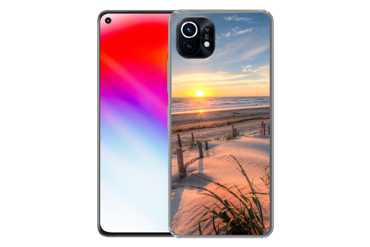 MuchoWow Handyhülle für Xiaomi Mi 11 Strand - Meer - Düne - Sonnenuntergang - Landschaft, Phone Case, Silikon, Schutzhülle Dünn