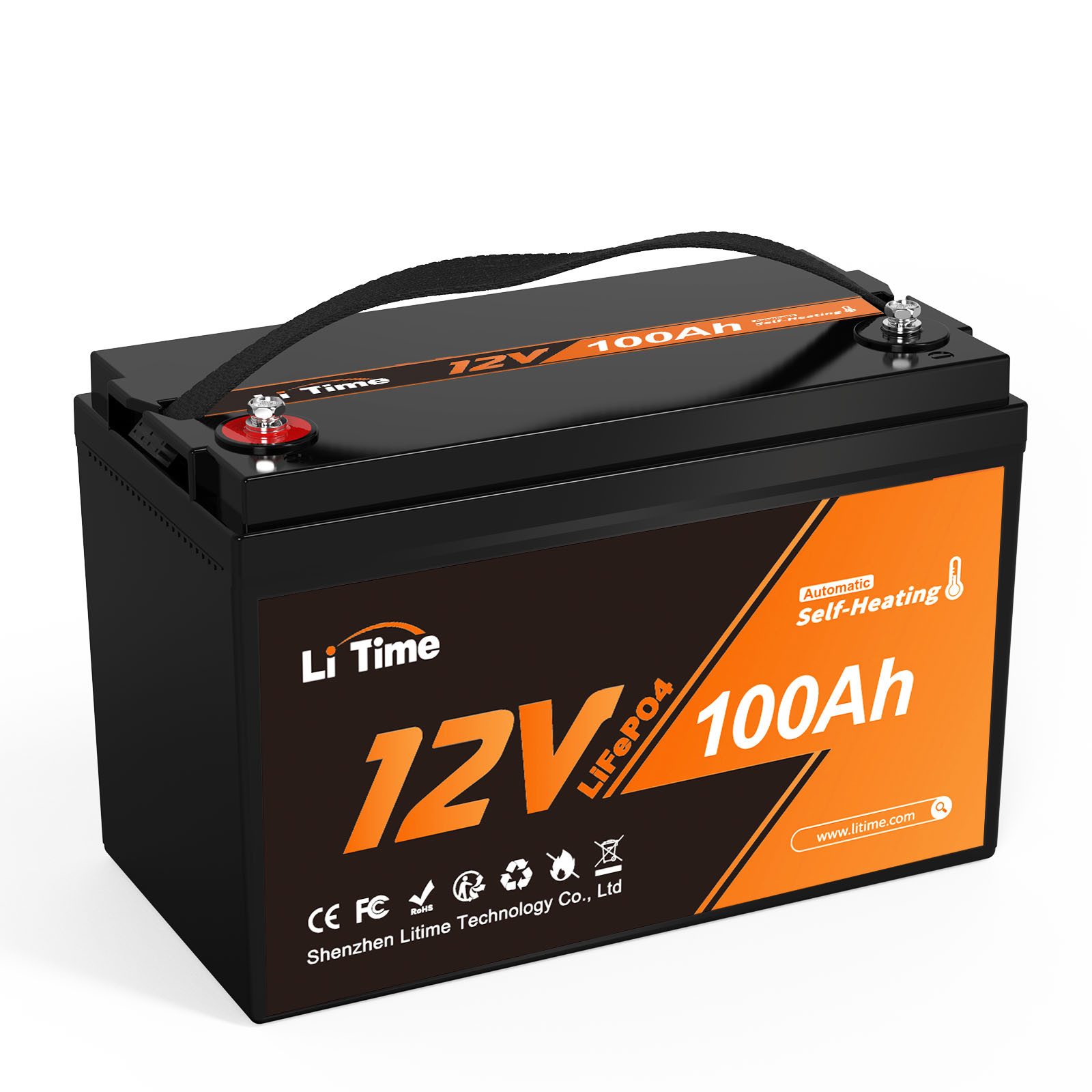 LiTime 12V 100Ah LiFePO4 Batterie mit Heizung und BMS Solarakkus (12 V)