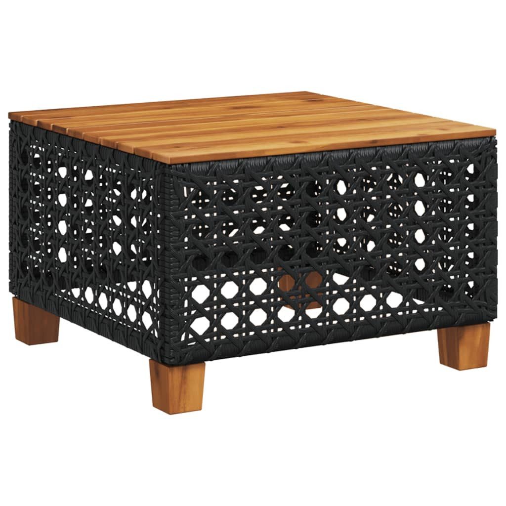 vidaXL Gartentisch Gartentisch Schwarz 55x55x36 cm Poly Rattan nholz (1-St)
