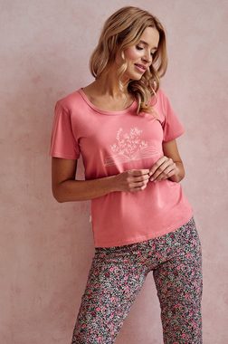 Mademoiselle Sommeil Capri-Pyjama mit Motivdruck (2 tlg., 1 Stück) und beblümter Hose