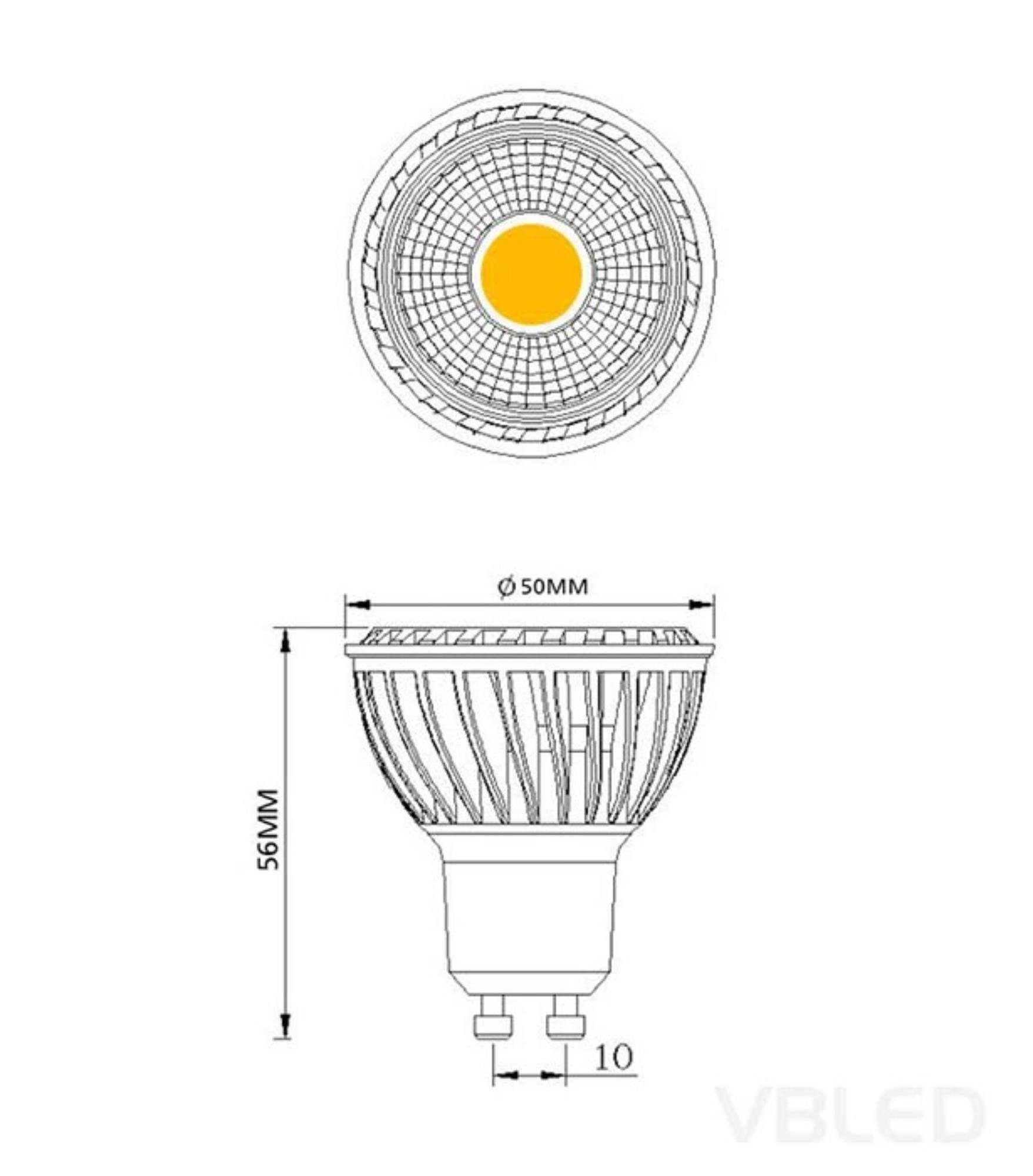 wechselbar, LED gebürstet Einbaustrahler warmweiß mit LED Set Einbaustrahler rund 10er LED Leuchtmittel, VBLED
