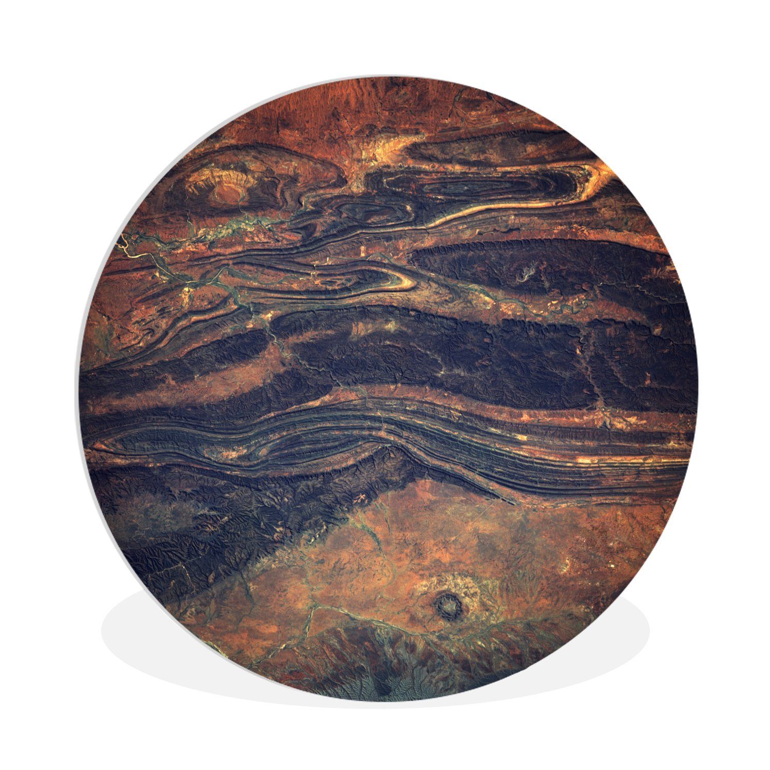 cm Satellitenbild Forex, Landschaft, Wandbild, Gemälde Kreis Wanddekoration Rundes der MuchoWow Wohnzimmer, (1 australischen St), 30x30