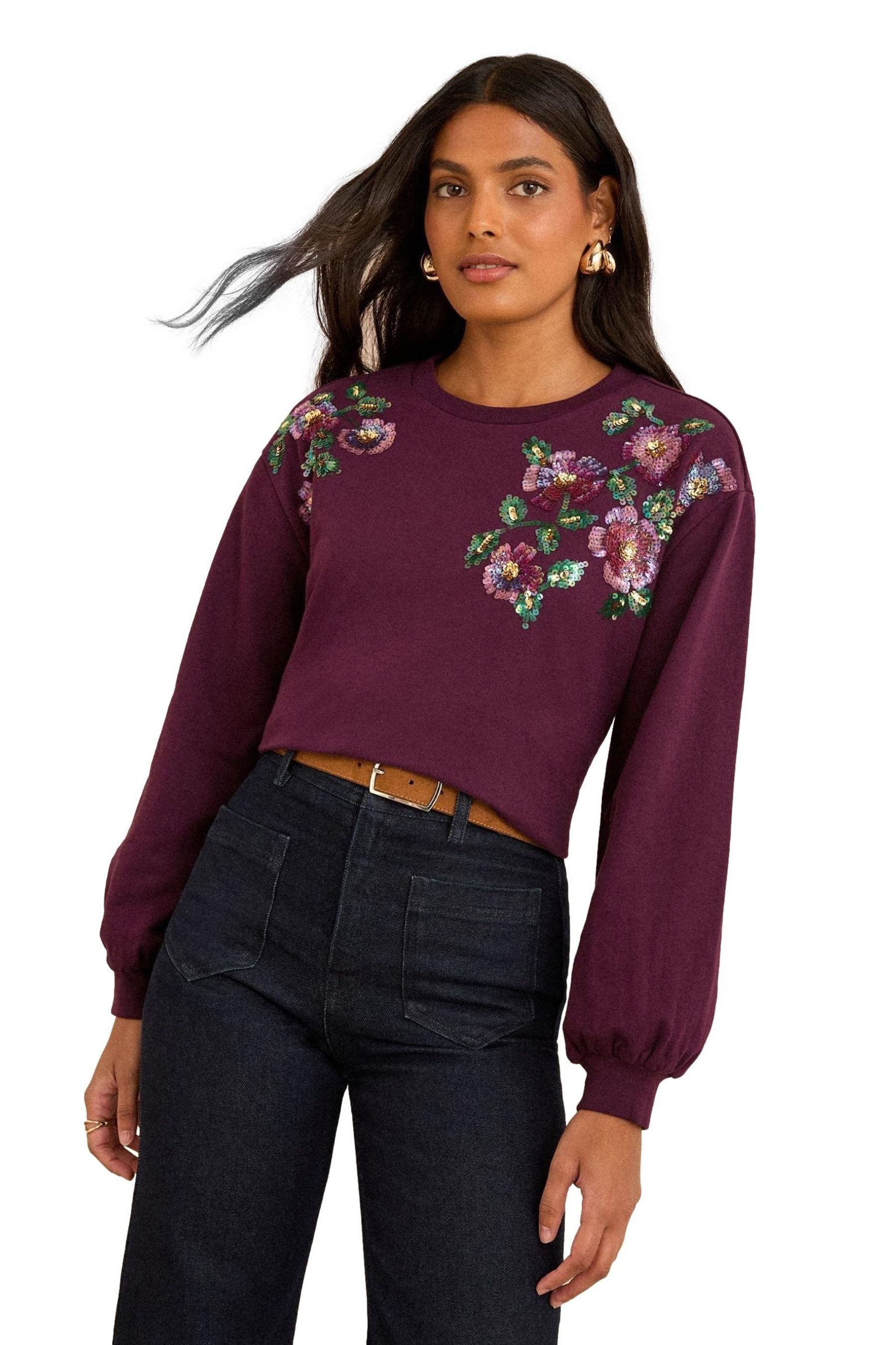 Sweater Love & Roses Sweatshirt mit Pailletten, Petite