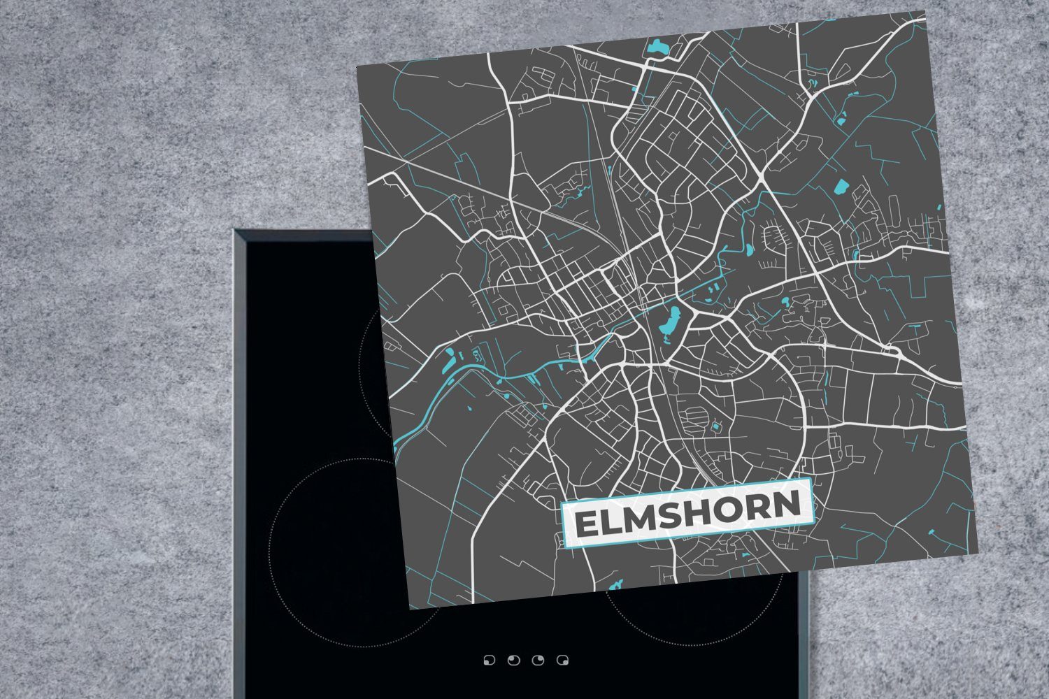 MuchoWow Herdblende-/Abdeckplatte Stadtplan - - Vinyl, Blau Ceranfeldabdeckung, Arbeitsplatte cm, (1 - - Karte, Elmshorn küche für tlg), Karte 78x78 - Deutschland
