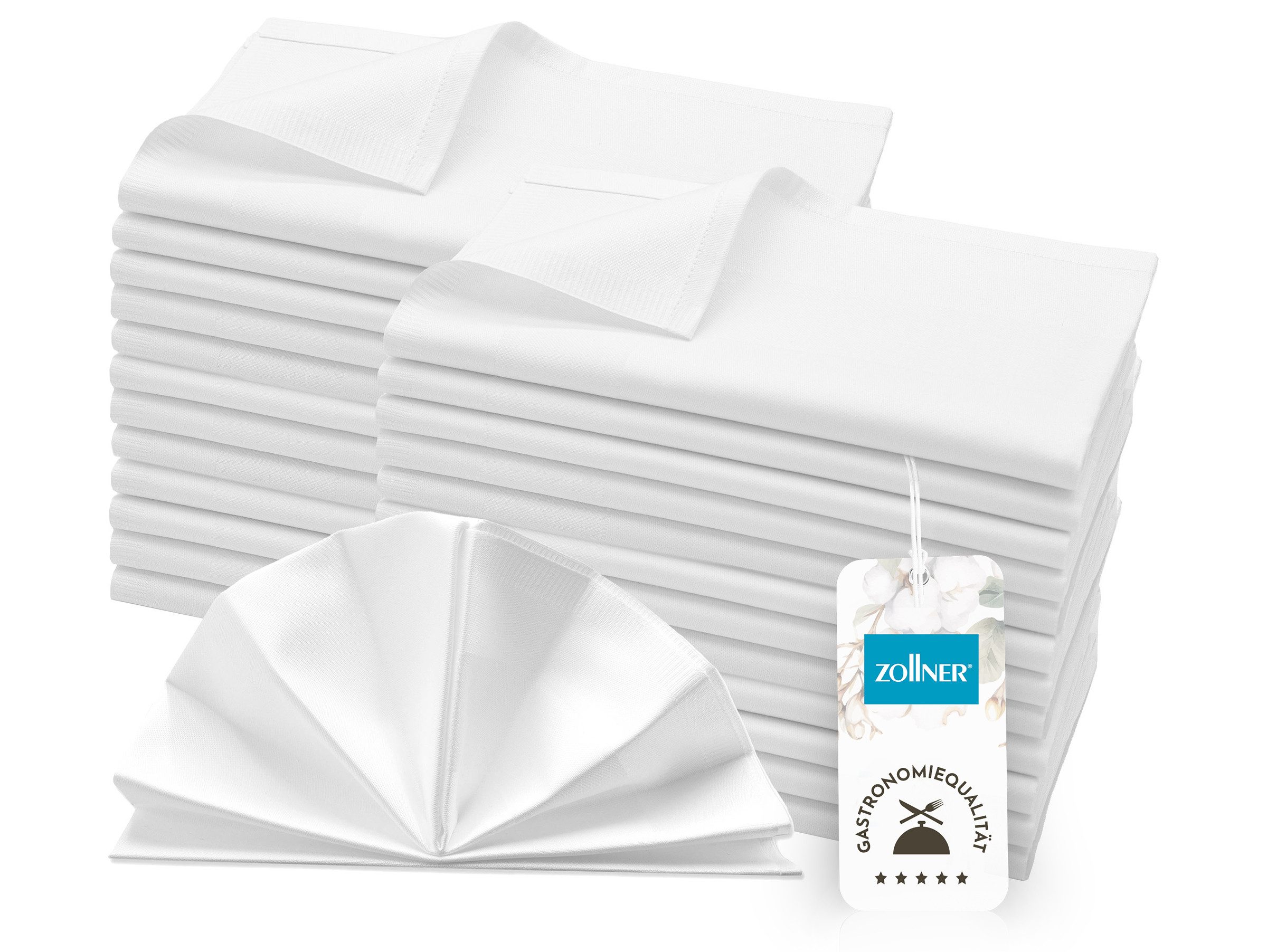 ZOLLNER Stoffserviette, (Spar-Set, 25 St), 40 x 40 cm, 100% Baumwolle, mit edler Atlaskante, Vollzwirn